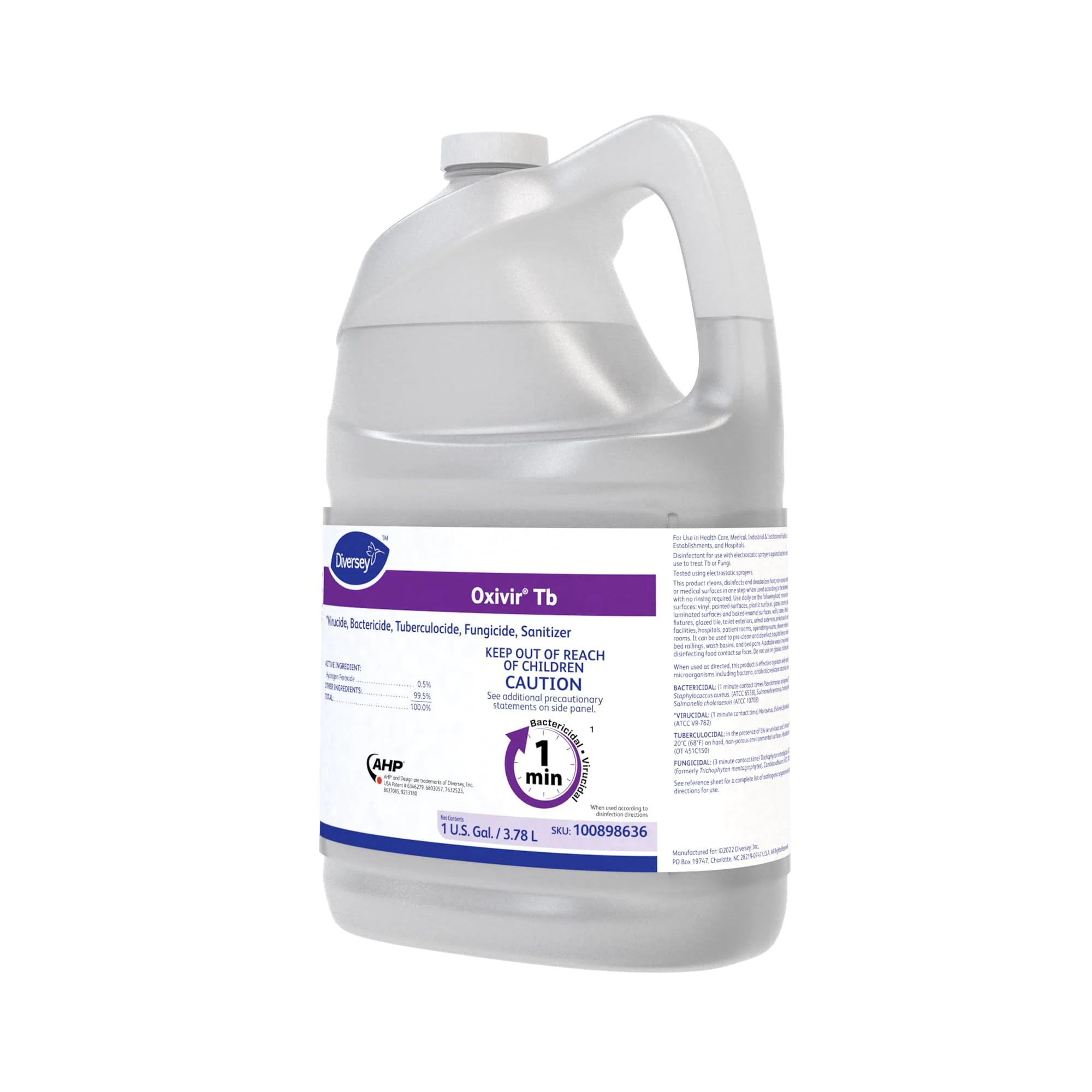 Oxivir Diversey 100898636 Tb One-Step Liquid Disinfectant Cleaner, Hospital Grade Accelerated Hydrogen Peroxide AHP, No Fragrance Added, Ready-to-Use, 1-Gallon (Pack of 4) - Image 6