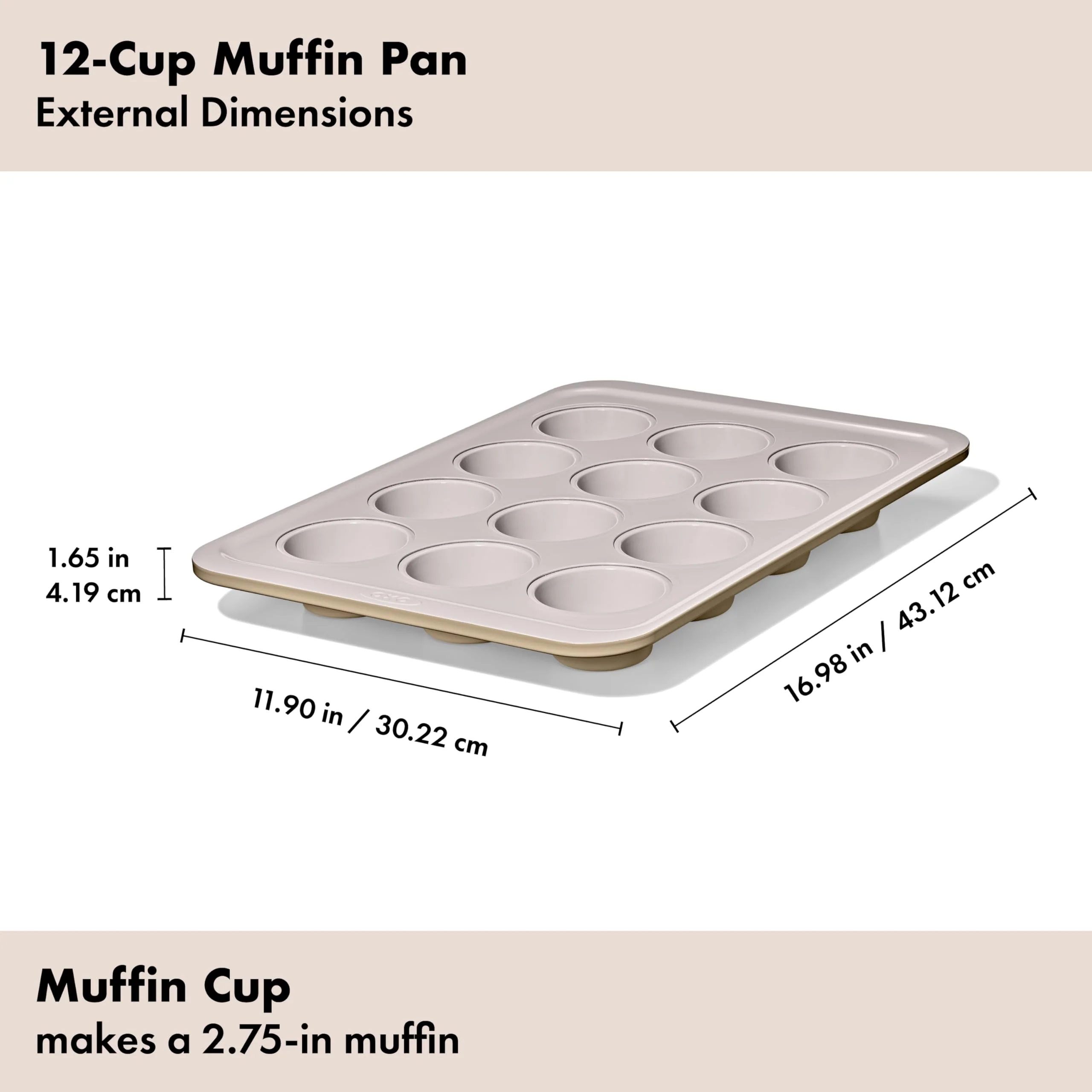 OXO Good Grips Non-Stick Pro Ceramic Coated Metal Bakeware 12 Cup Muffin Pan – Biscuit - Image 2