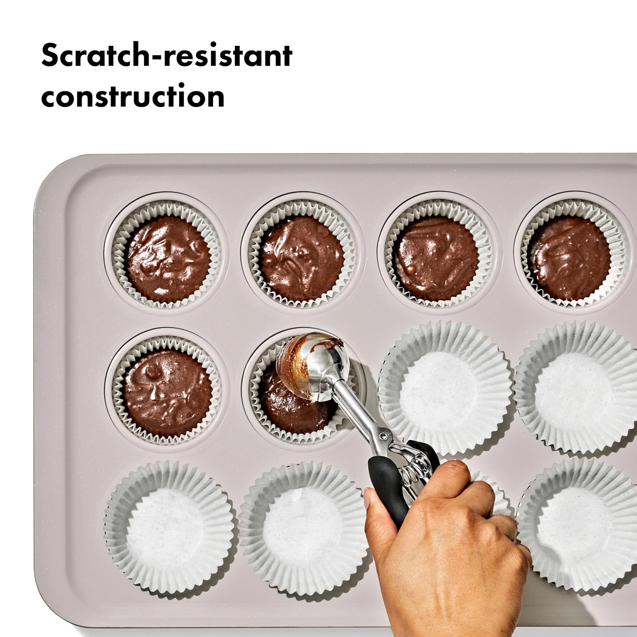 OXO Good Grips Non-Stick Pro Ceramic Coated Metal Bakeware 12 Cup Muffin Pan – Storm Blue - Image 5