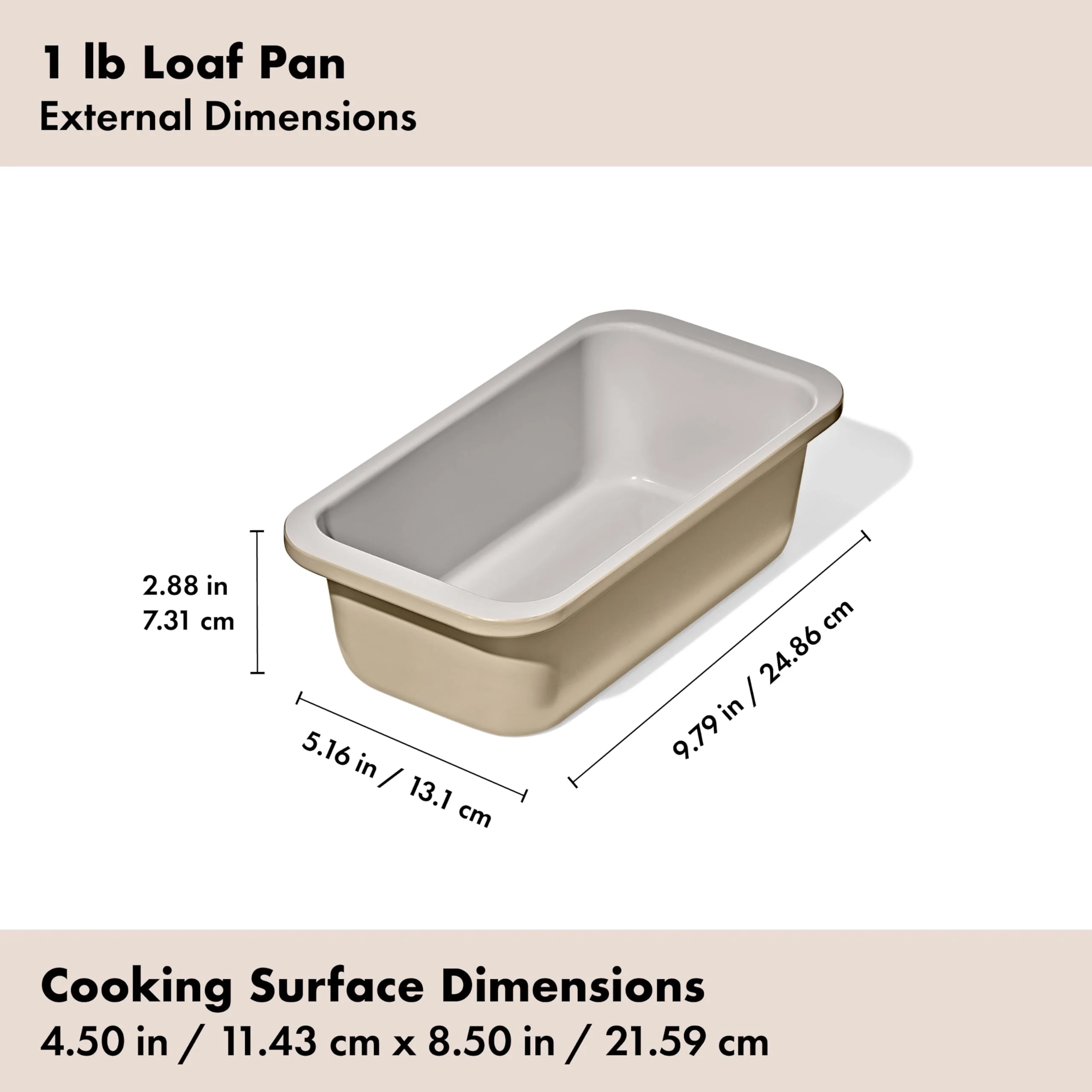 OXO Good Grips Non-Stick Pro Ceramic Coated Metal Bakeware 1Lb Loaf Pan – Biscuit - Image 2