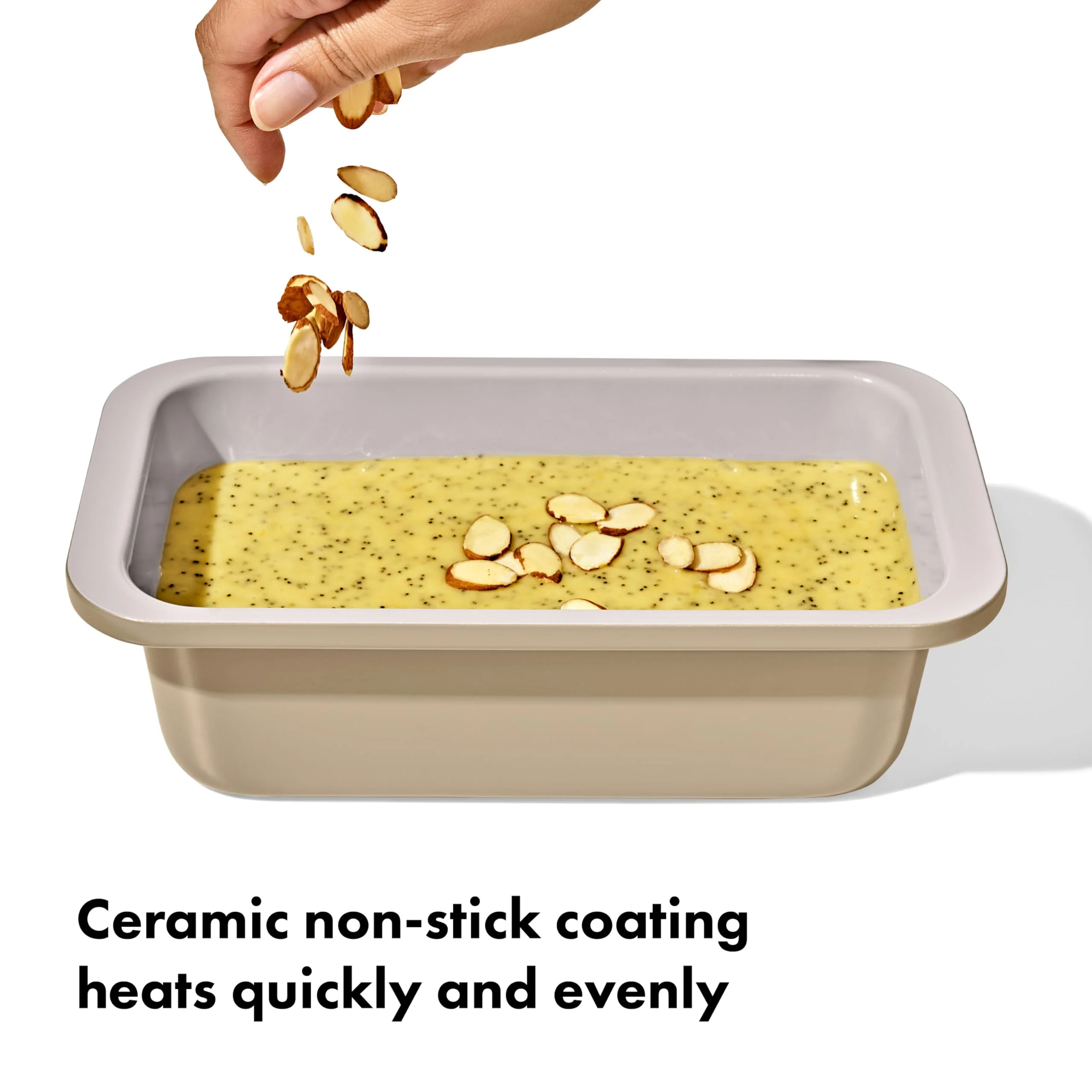 OXO Good Grips Non-Stick Pro Ceramic Coated Metal Bakeware 1Lb Loaf Pan – Biscuit - Image 6