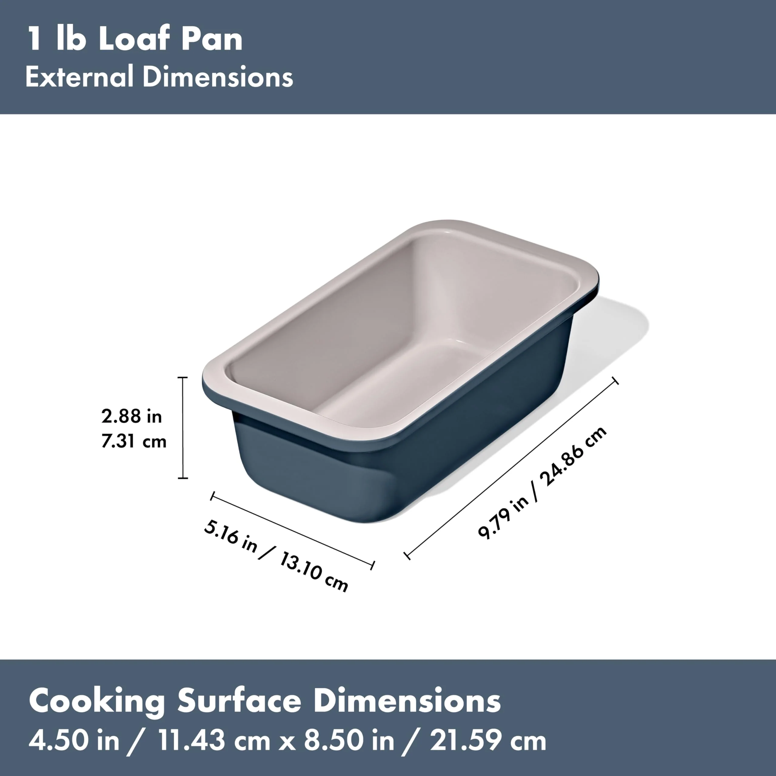 OXO Good Grips Non-Stick Pro Ceramic Coated Metal Bakeware 1Lb Loaf Pan – Storm Blue - Image 2