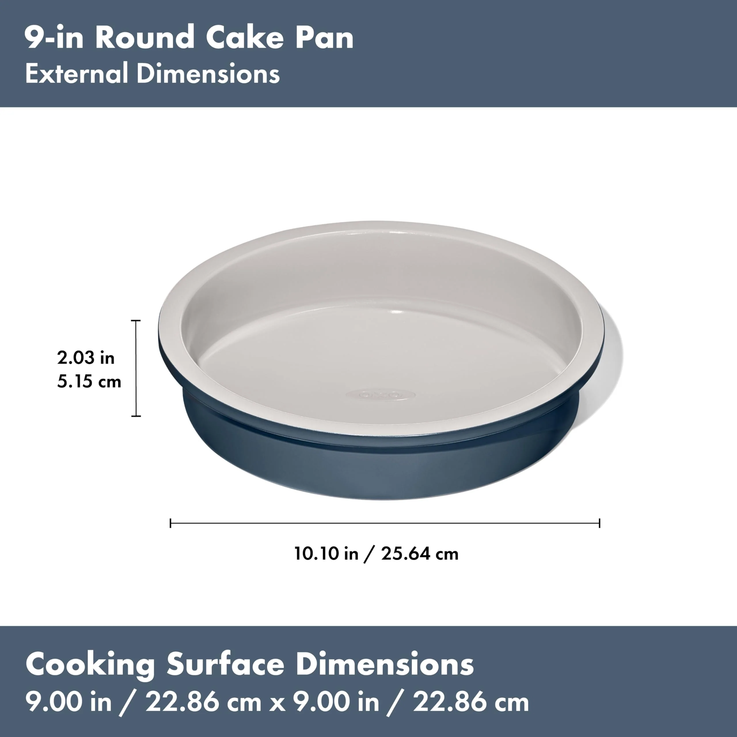 OXO Good Grips Non-Stick Pro Ceramic Coated Metal Bakeware 9” Round Cake Pan – Storm Blue - Image 2