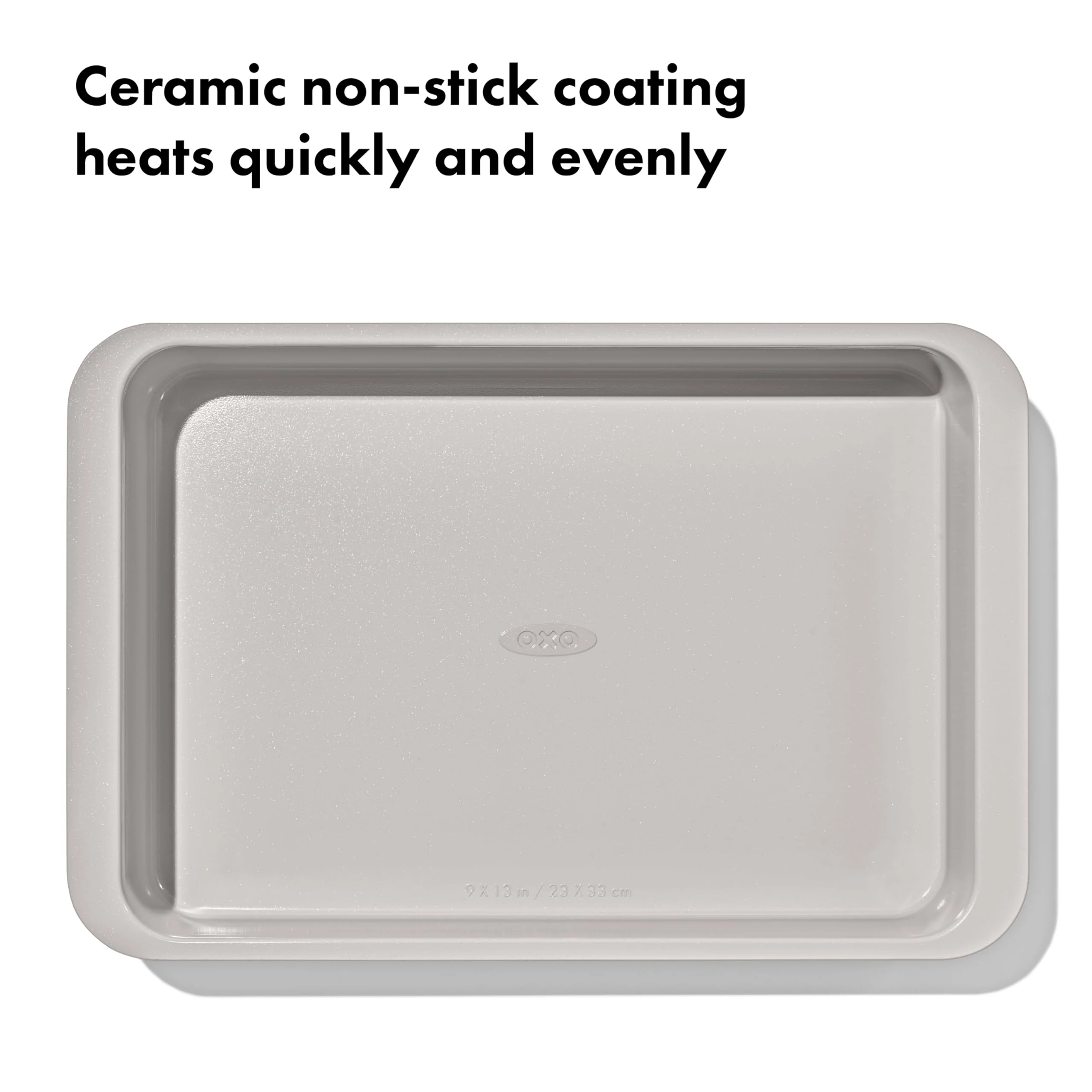 OXO Good Grips Non-Stick Pro Ceramic Coated Metal Bakeware 9” x 13” Cake Pan – Biscuit - Image 6