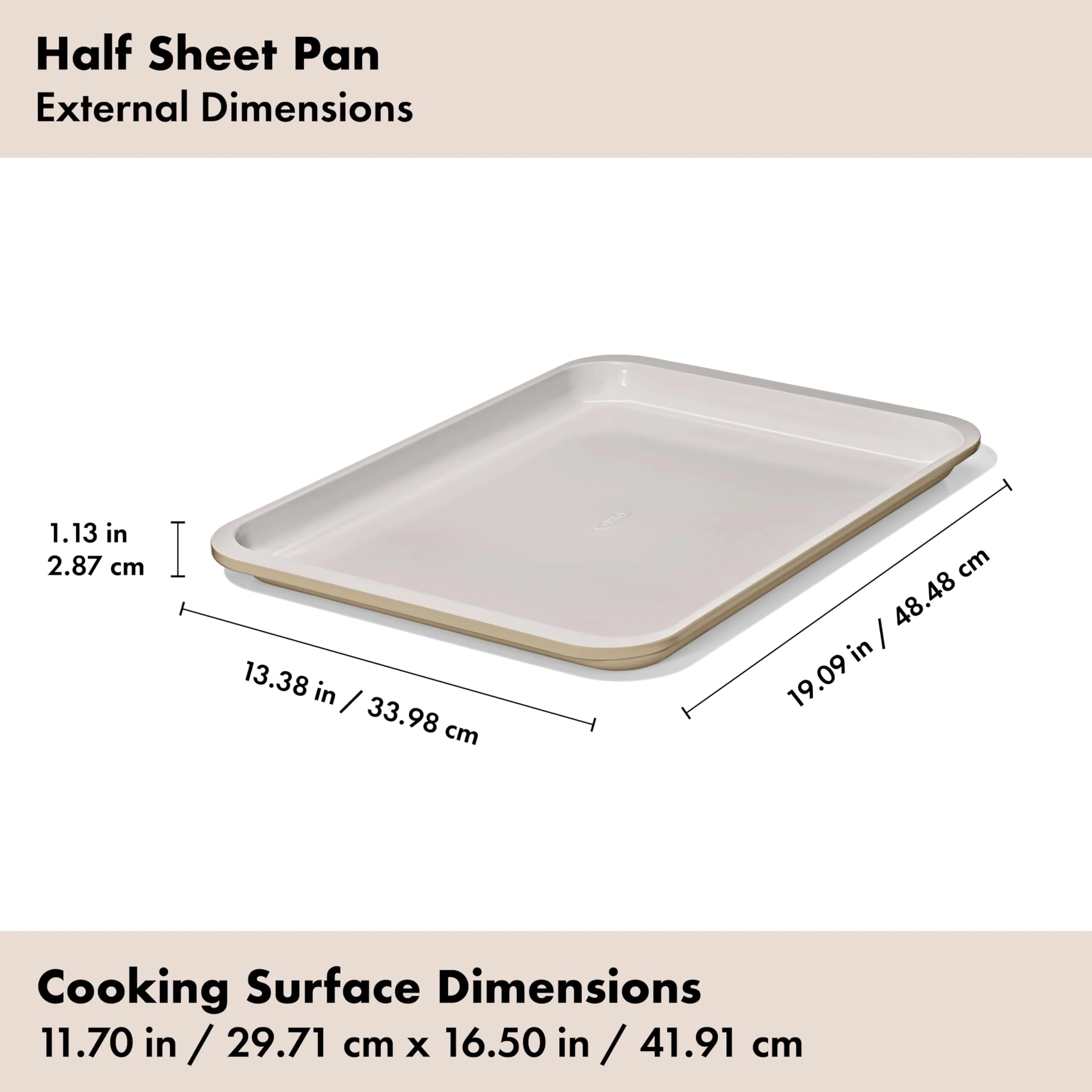 OXO Good Grips Non-Stick Pro Ceramic Coated Metal Bakeware Half Sheet Pan – Biscuit - Image 2