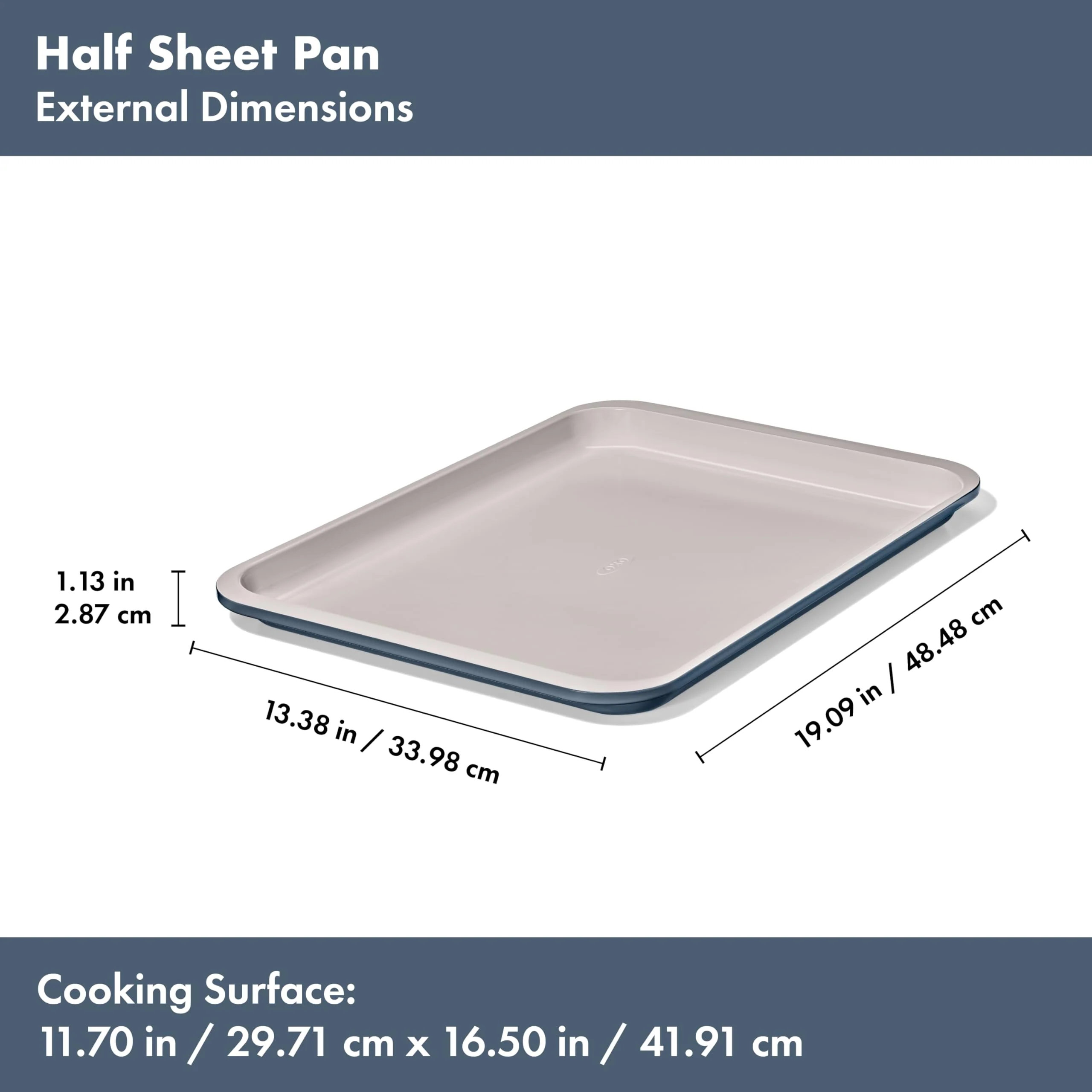 OXO Good Grips Non-Stick Pro Ceramic Coated Metal Bakeware Half Sheet Pan – Storm Blue - Image 2