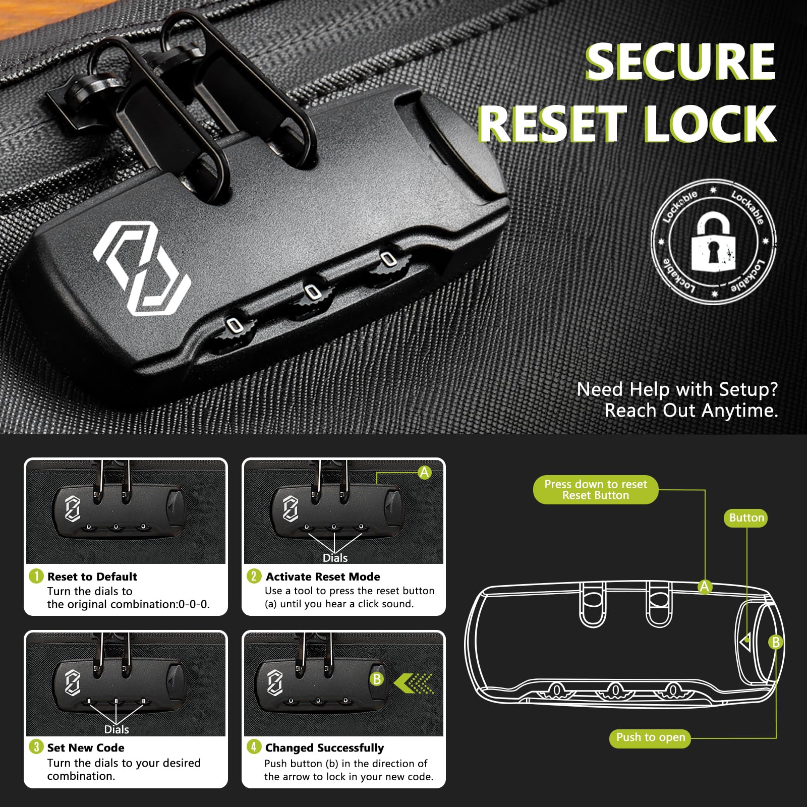 OZCHIN Smell Proof Bag with Combination Lock Tobacco Pipe Pouch Bag File Organizer Case Container Medicine Lock Box Odorless Storage Bag Great Gift for Friend (Black, L) - Image 5
