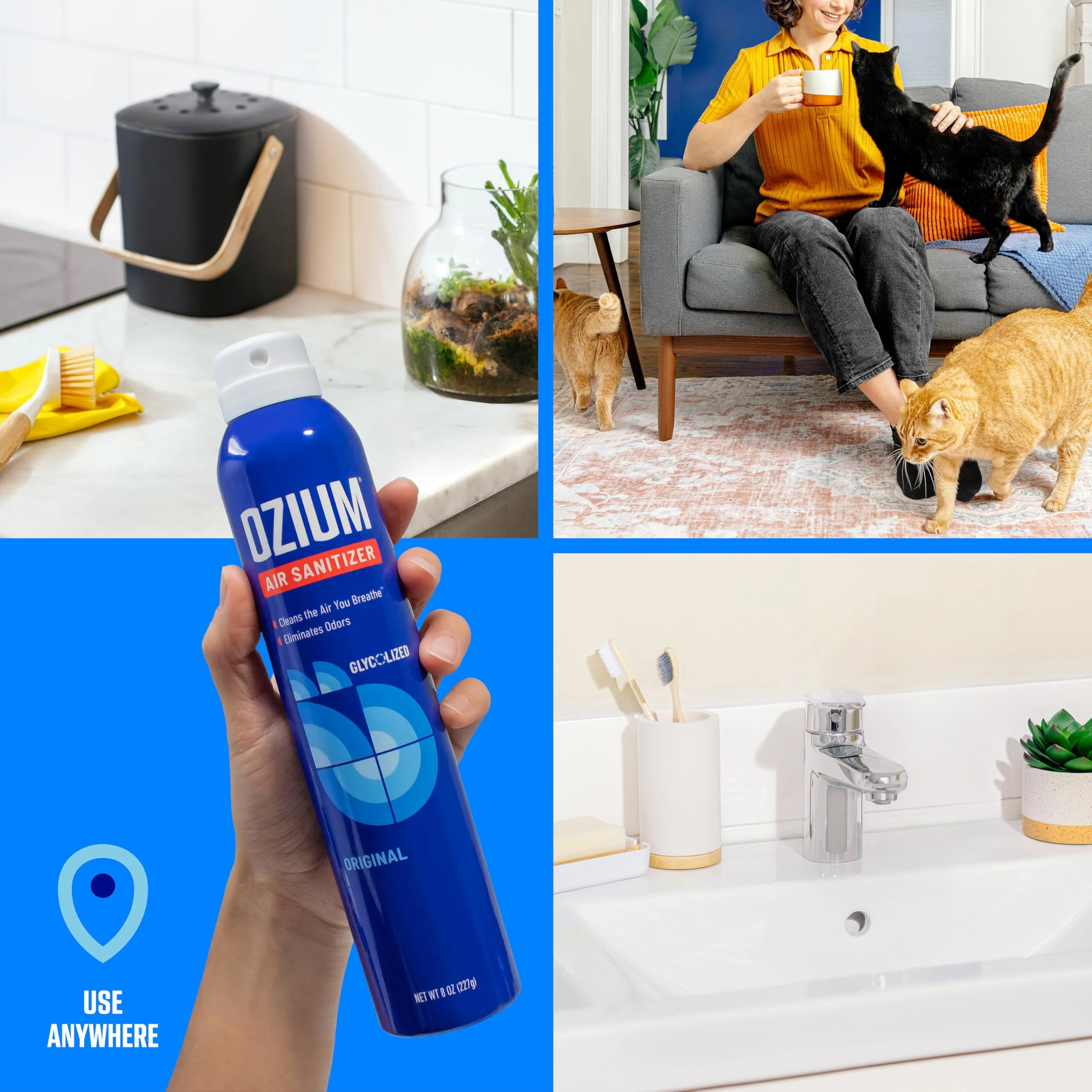 Ozium Air Sanitizer Spray - Room Odor Eliminator for Home, Car, and Office - Carbon Black - 8 oz Can - 6 Pack - Image 4