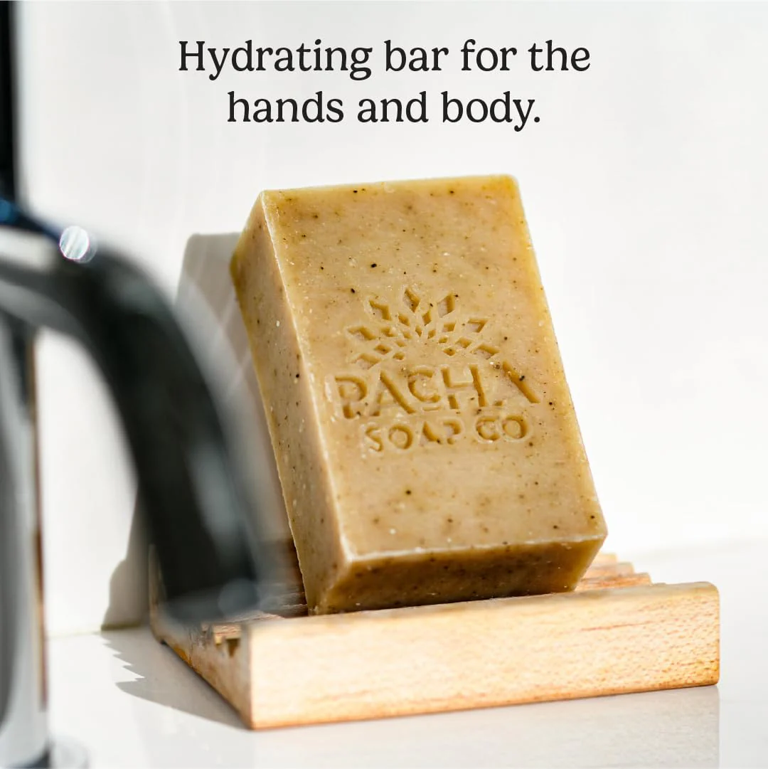 Pacha Soap Co. Dirty Hippie Bar Soap - Patchouli, Nutmeg, & Clove Scented Exfoliating Oat Body and Face Cleanser Bar Soap, Hydrating & Moisturizing Total Body Wash, Handcrafted Made in the USA, 3-Pack - Image 8