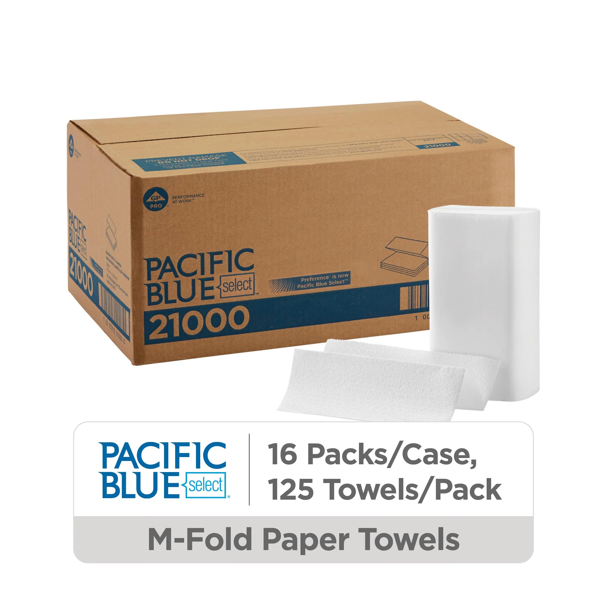Pacific Blue Select Multifold Premium 2-Ply Paper Towels (Previously Branded Signature) by GP PRO (Georgia-Pacific), White, 21000, 125 Paper Towels Per Pack, 16 Packs Per Case - Image 2