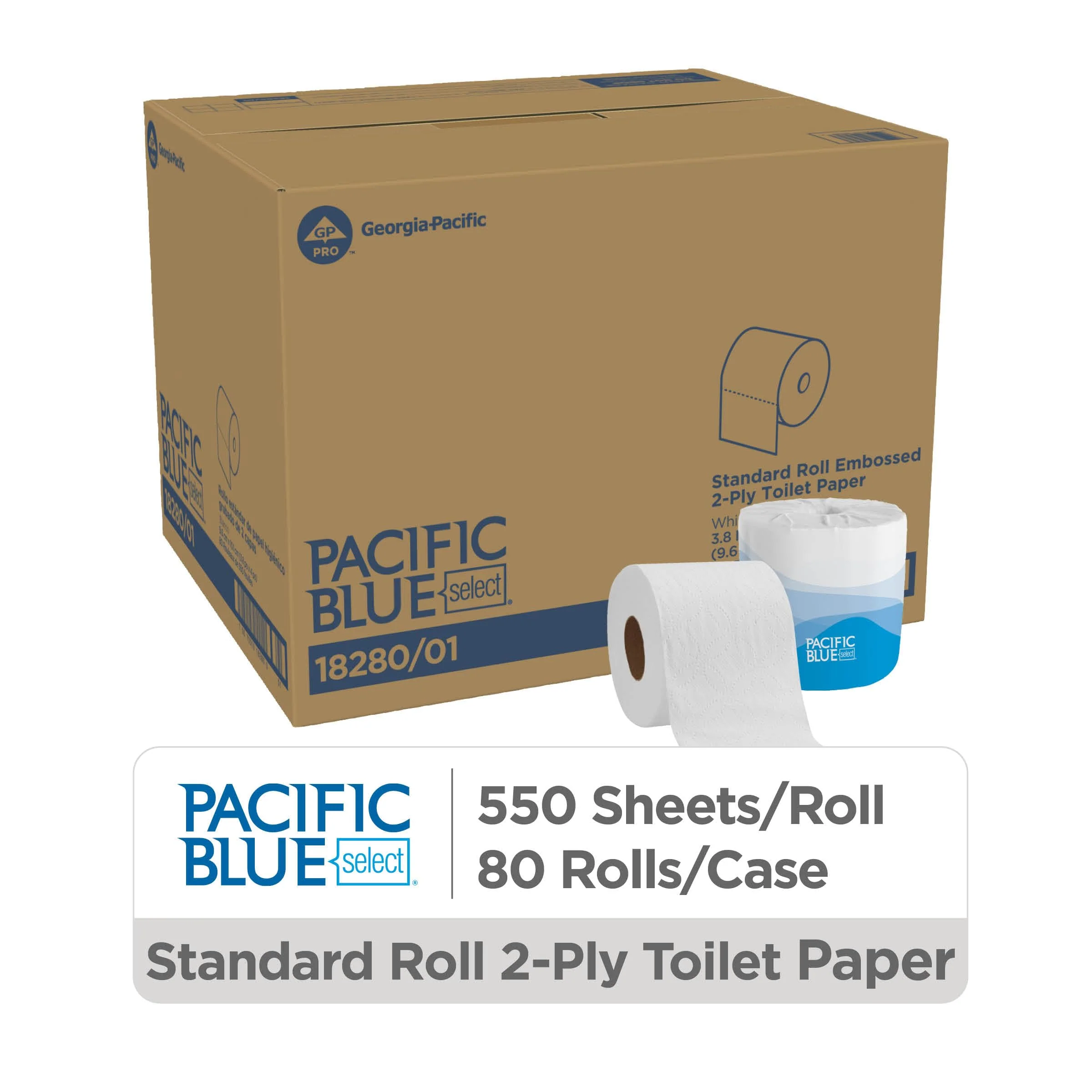 Pacific Blue Select Standard Roll 2-Ply Embossed Toilet Paper by GP PRO (Georgia-Pacific), 18280/01, 550 Sheet Per Roll, 80 Rolls Per Case - Image 12