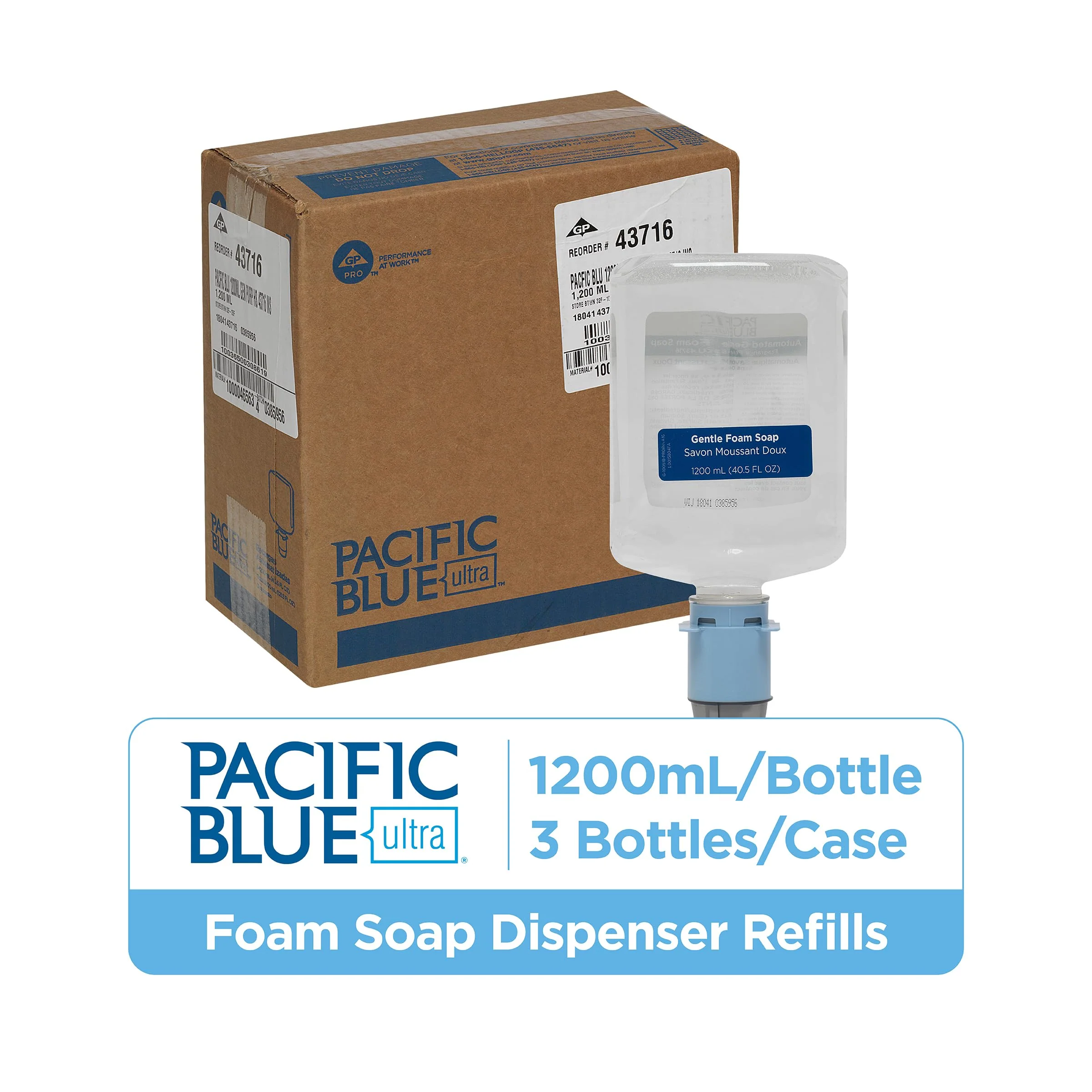 Pacific Blue Ultra Gentle Foam Hand Soap Refill (43716), Compatible Only With Pacific Blue Ultra Automated Touchless Dispenser, Dye and Fragrance Free, 40.5 FL OZ Per Refill, 3 Refills Per Case - Image 11