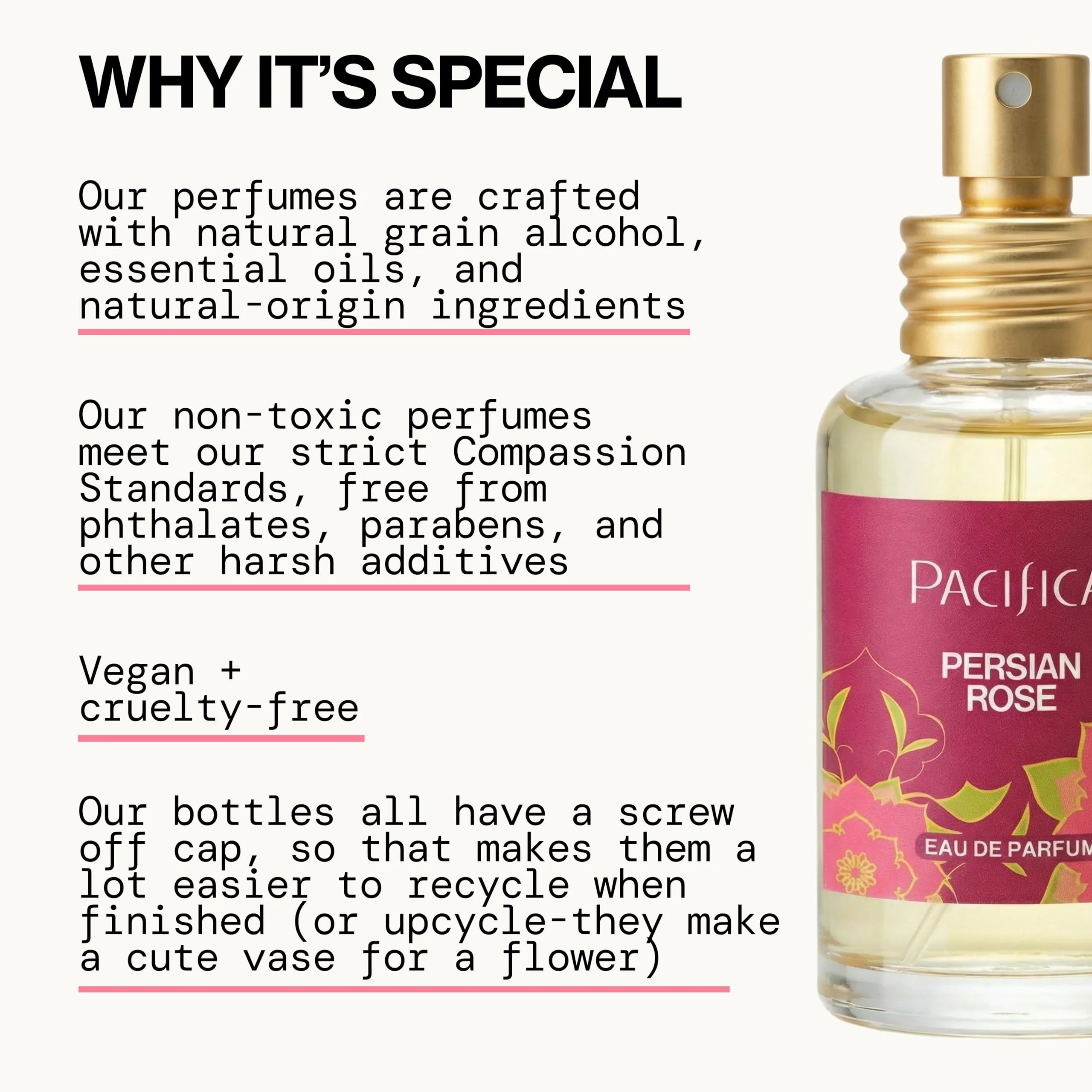 Pacifica Beauty, Persian Rose Clean Fragrance Spray Perfume, Made with Natural & Essential Oils, Fresh Rose Scent, Vegan + Cruelty Free, Phthalate-Free, Paraben-Free, Gifts for Her, 29 ml. 1 fl. oz - Image 5