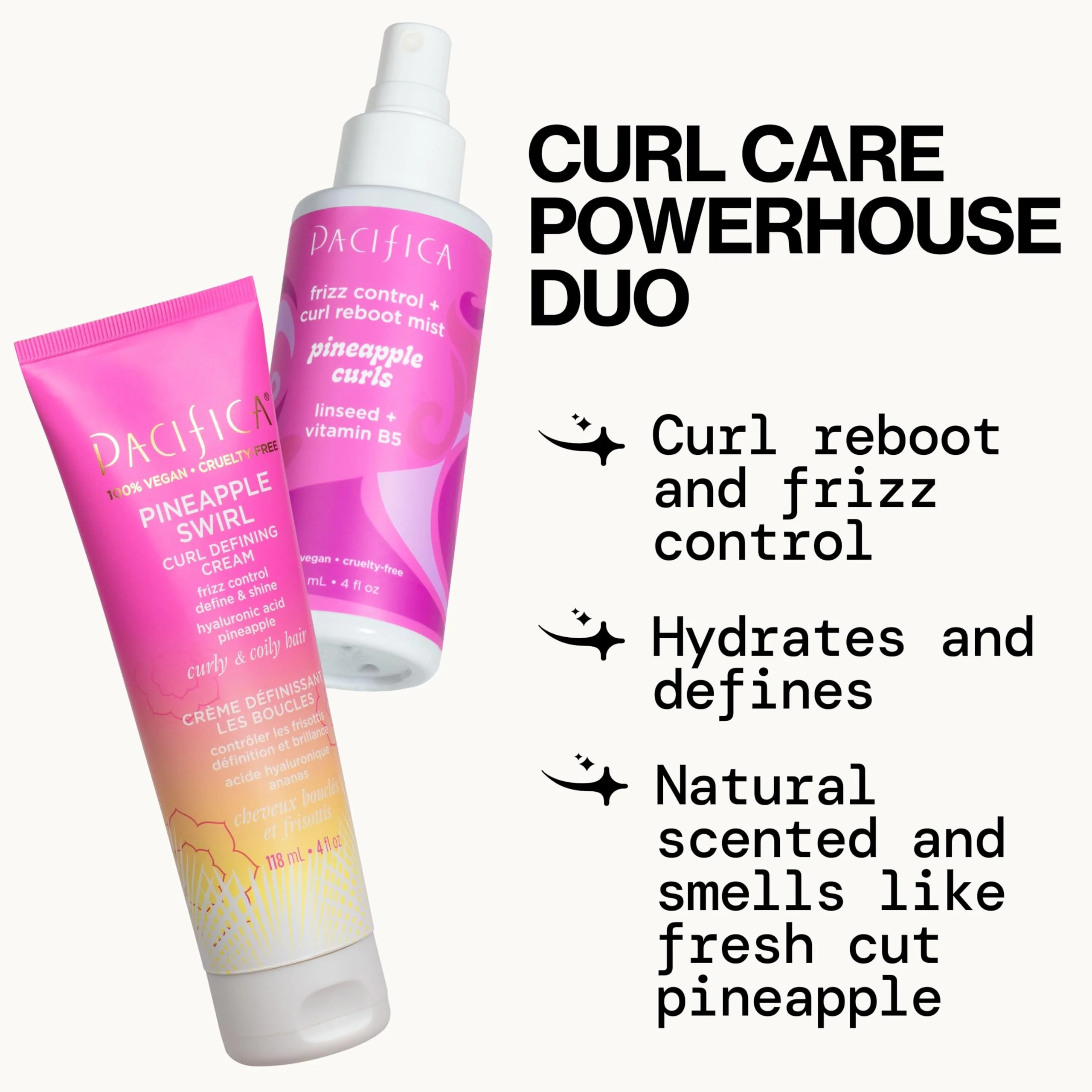 Pacifica Pineapple Swirl Curl Defining Cream – Bounce, Frizz Control & Curl Enhancer Styling Cream for Curly Hair & Wavy Hair – Coconut Oil & Hyaluronic Acid For No-Crunch Hold – Cruelty-Free – 4-oz - Image 5