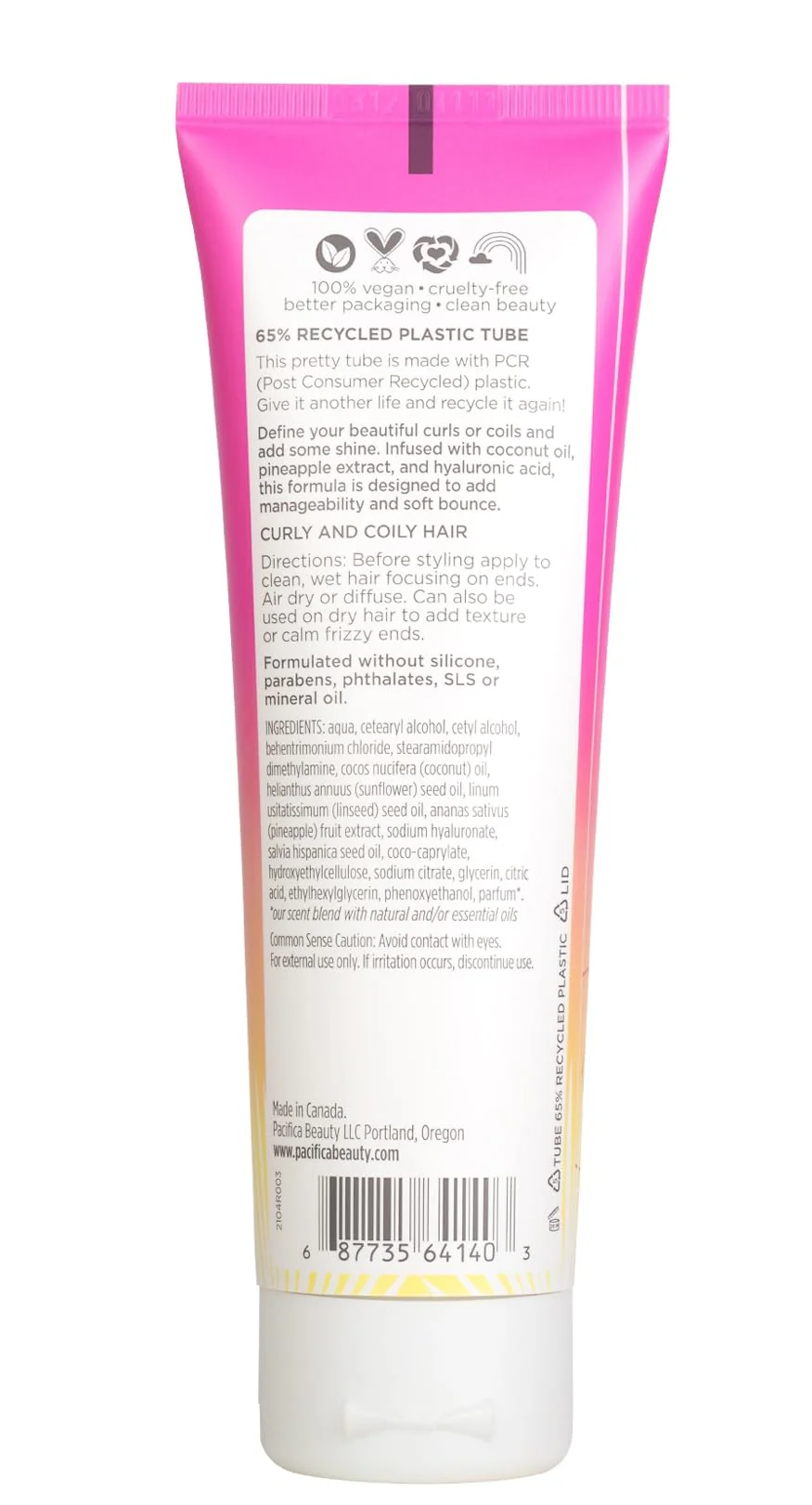 Pacifica Pineapple Swirl Curl Defining Cream – Bounce, Frizz Control & Curl Enhancer Styling Cream for Curly Hair & Wavy Hair – Coconut Oil & Hyaluronic Acid For No-Crunch Hold – Cruelty-Free – 4-oz - Image 6