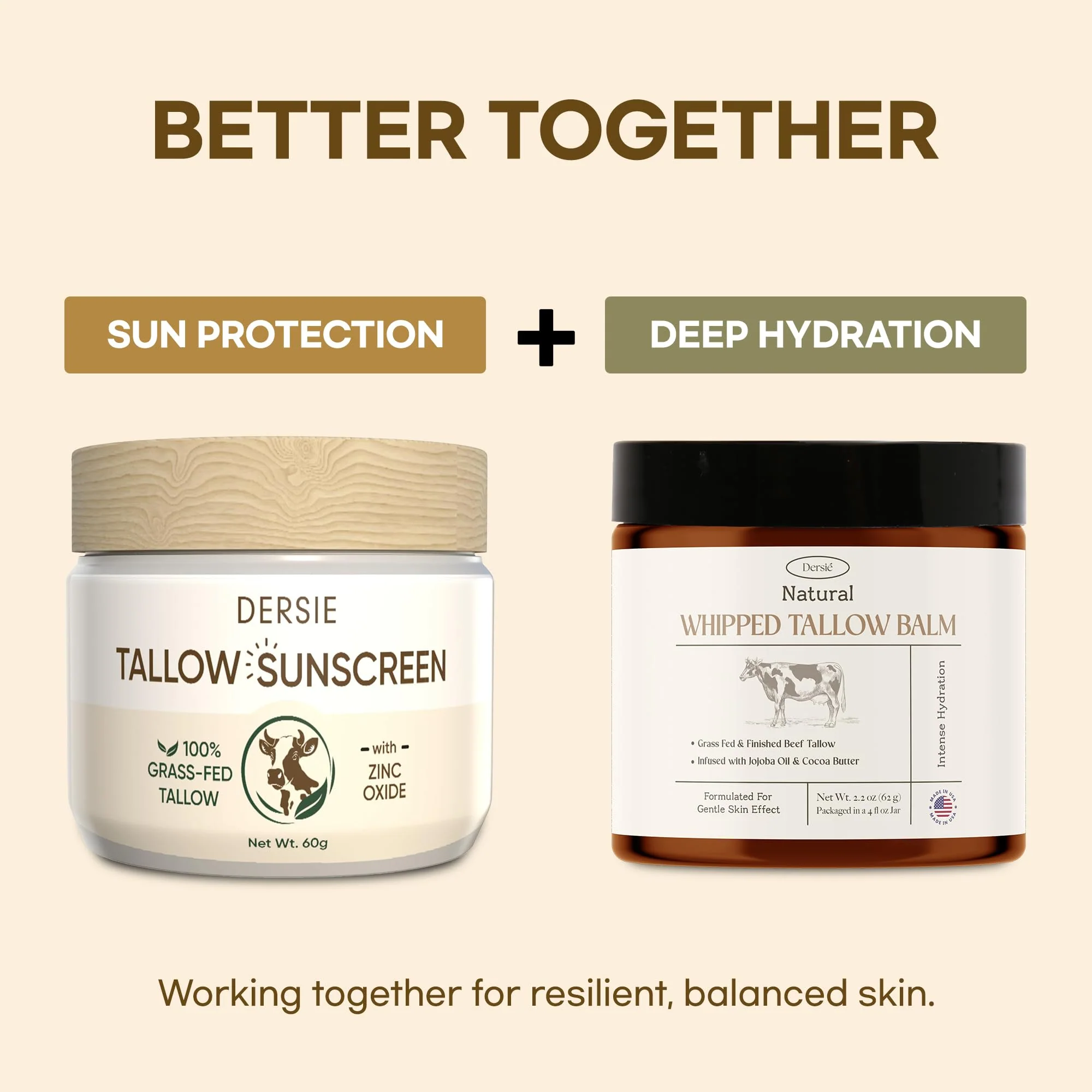 (Pack of 2) Organic Beef Tallow Sunscreen SPF 30: Instant Sun Protection with 100% Grass Fed Tallow and Zinc Oxide - Deep Hydration & Non-Greasy Formula for Adults and Kids (2.12 oz Each) - Image 6