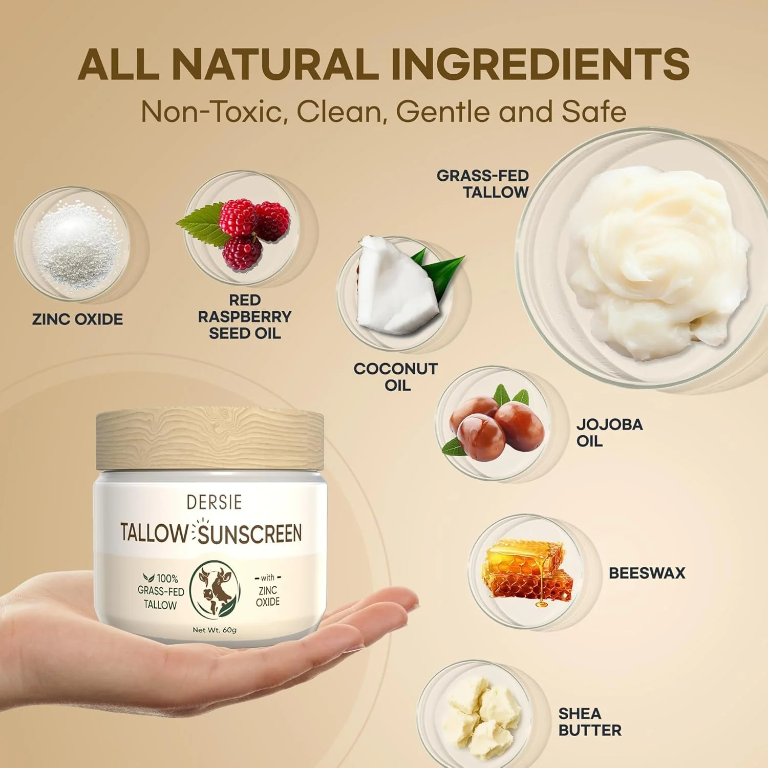 (Pack of 2) Organic Beef Tallow Sunscreen SPF 30: Instant Sun Protection with 100% Grass Fed Tallow and Zinc Oxide - Deep Hydration & Non-Greasy Formula for Adults and Kids (2.12 oz Each) - Image 8