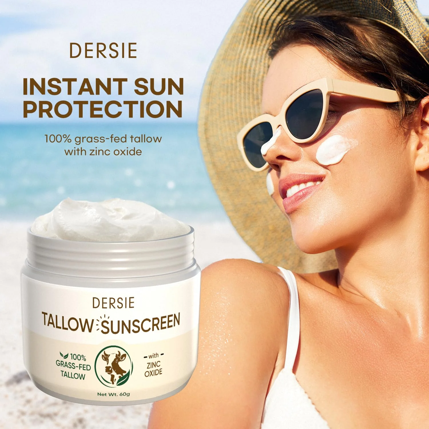 (Pack of 2) Organic Beef Tallow Sunscreen SPF 30: Instant Sun Protection with 100% Grass Fed Tallow and Zinc Oxide - Deep Hydration & Non-Greasy Formula for Adults and Kids (2.12 oz Each) - Image 9