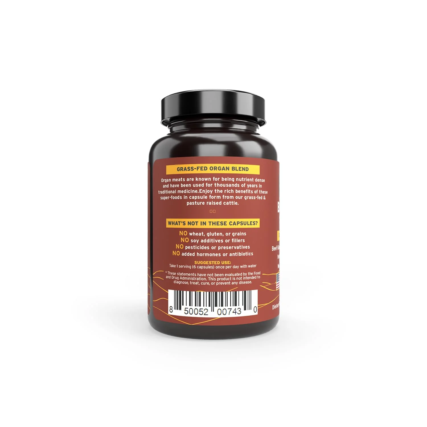 Paleo Pro O.G. Blend Premium Beef Organs Capsules, Kidney, Heart, Liver, Spleen and Pancreas from Grass Fed & Pastured Cows, Dietary Supplement, No GMO, 180 Capsules (Beef Organ Complex)