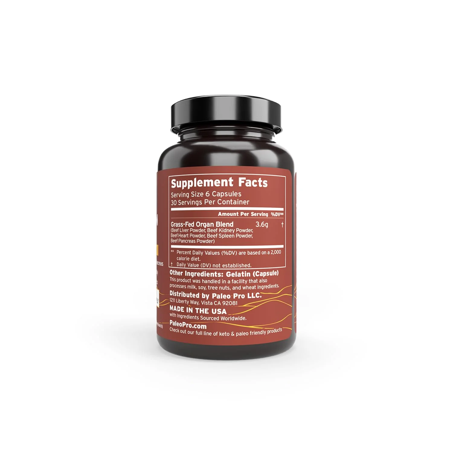 Paleo Pro O.G. Blend Premium Beef Organs Capsules, Kidney, Heart, Liver, Spleen and Pancreas from Grass Fed & Pastured Cows, Dietary Supplement, No GMO, 180 Capsules (Beef Organ Complex) - Image 8
