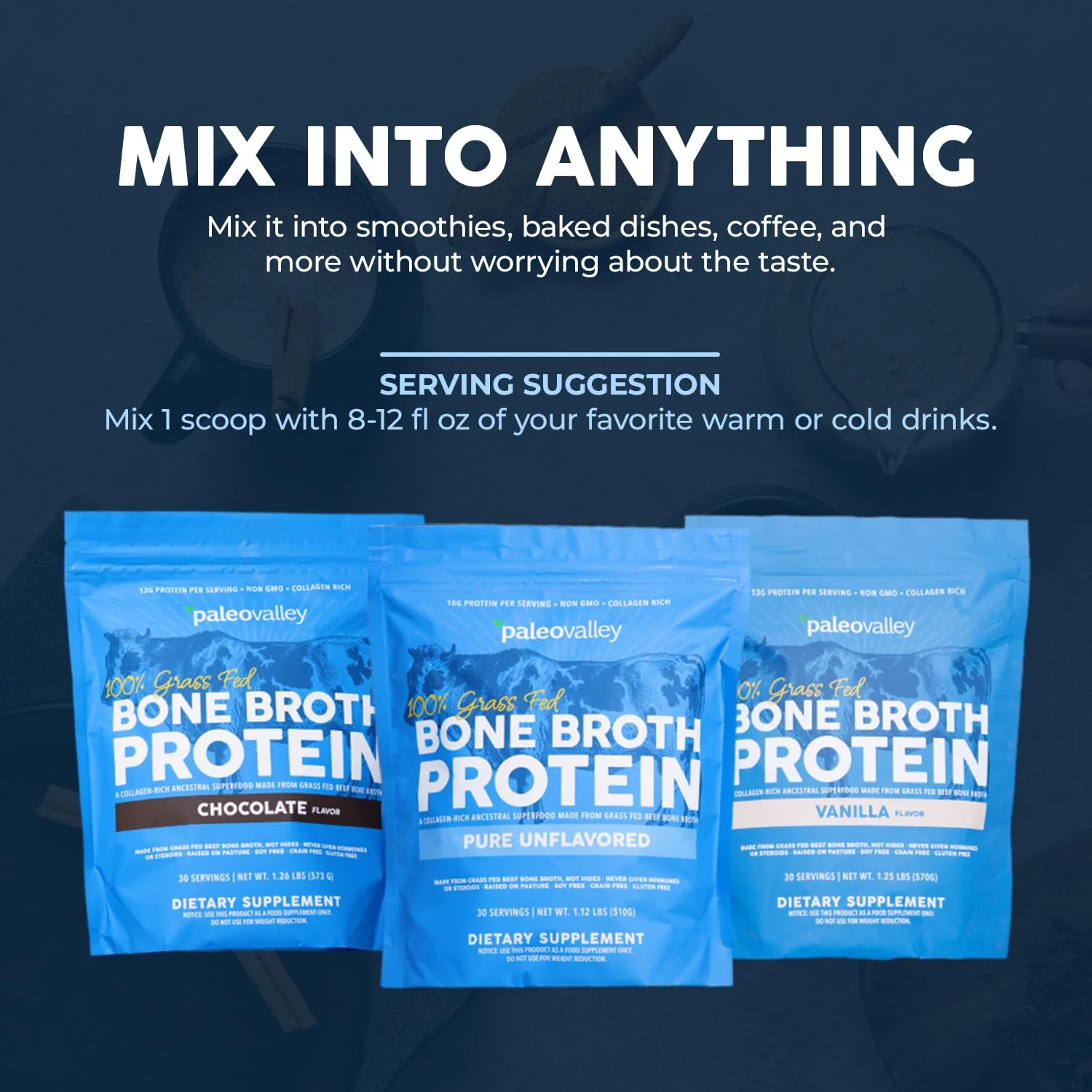 Paleovalley 100% Grass Fed Beef Bone Broth Protein Powder - Rich in Collagen Peptides for Hair, Skin, Gut Health, Bone and Joint Support - 15g Protein Per Serving - No Gluten or GMOs - Image 3