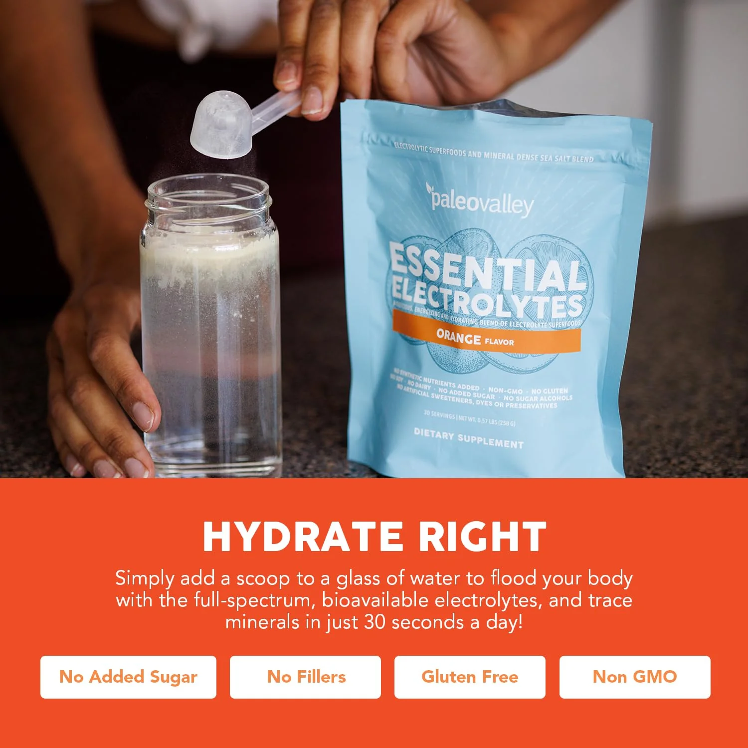 Paleovalley Essential Electrolytes Powder - Full Spectrum Orange Electrolyte Powder for Hydration, Energy and Muscle Recovery - No Sugar Added - 30 Servings - Image 5