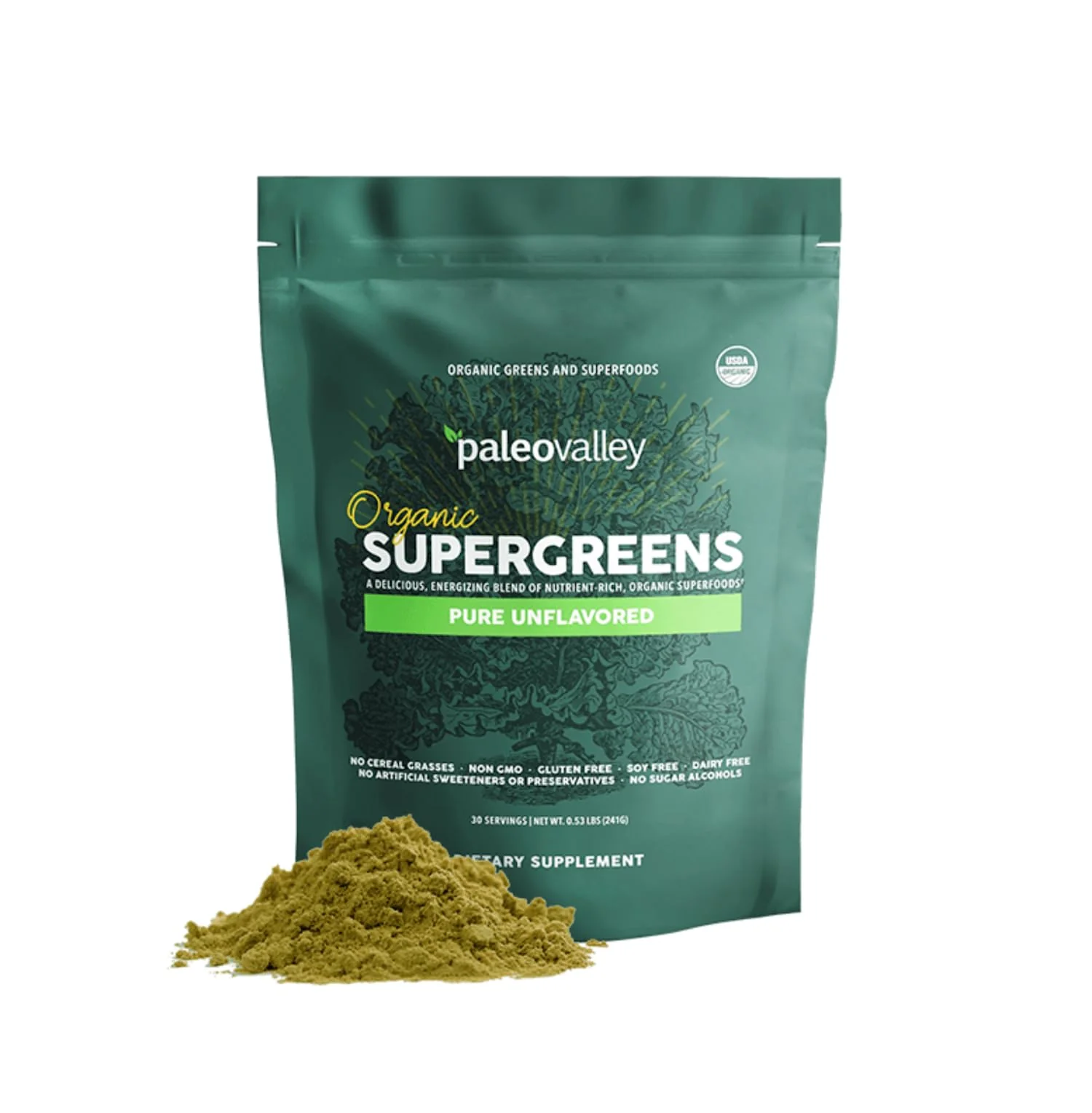 Paleovalley Organic Supergreens Powder - 23 Superfoods with Prebiotic Fiber for Energy and Immunity Support - No Cereal Grasses for Maximum Absorption - Pure Unflavored, 30 Servings - Image 2