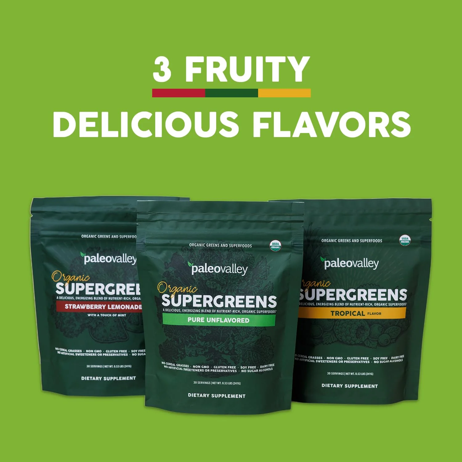 Paleovalley Organic Supergreens Powder - 23 Superfoods with Prebiotic Fiber for Energy and Immunity Support - No Cereal Grasses for Maximum Absorption - Pure Unflavored, 30 Servings - Image 3