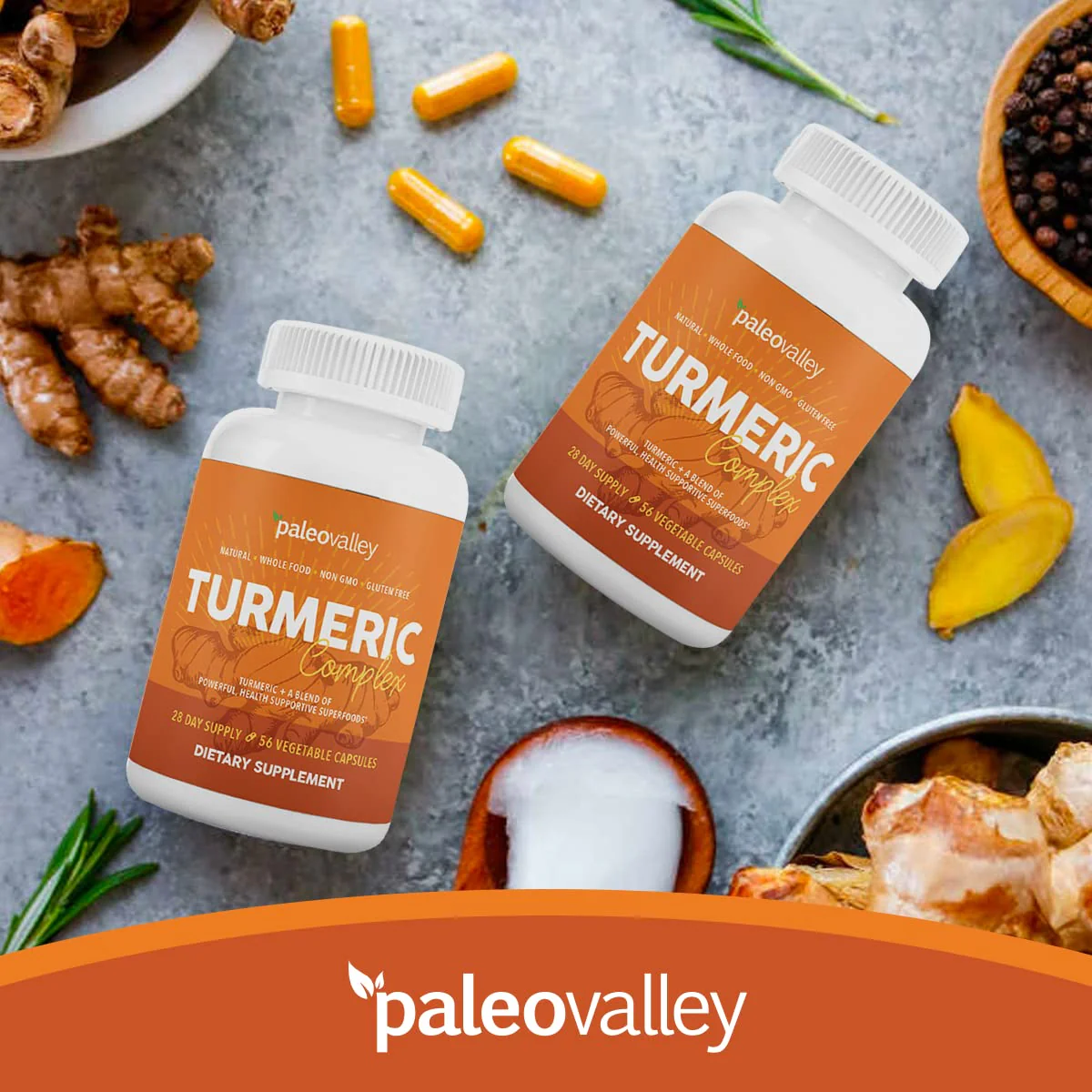 Paleovalley - Organic Turmeric Complex - Full Spectrum Organic Turmeric with Health-Supportive Superfoods - 56 Vegetarian Capsules - Support Joints, Immunity, Brain and Heart Health - Image 3