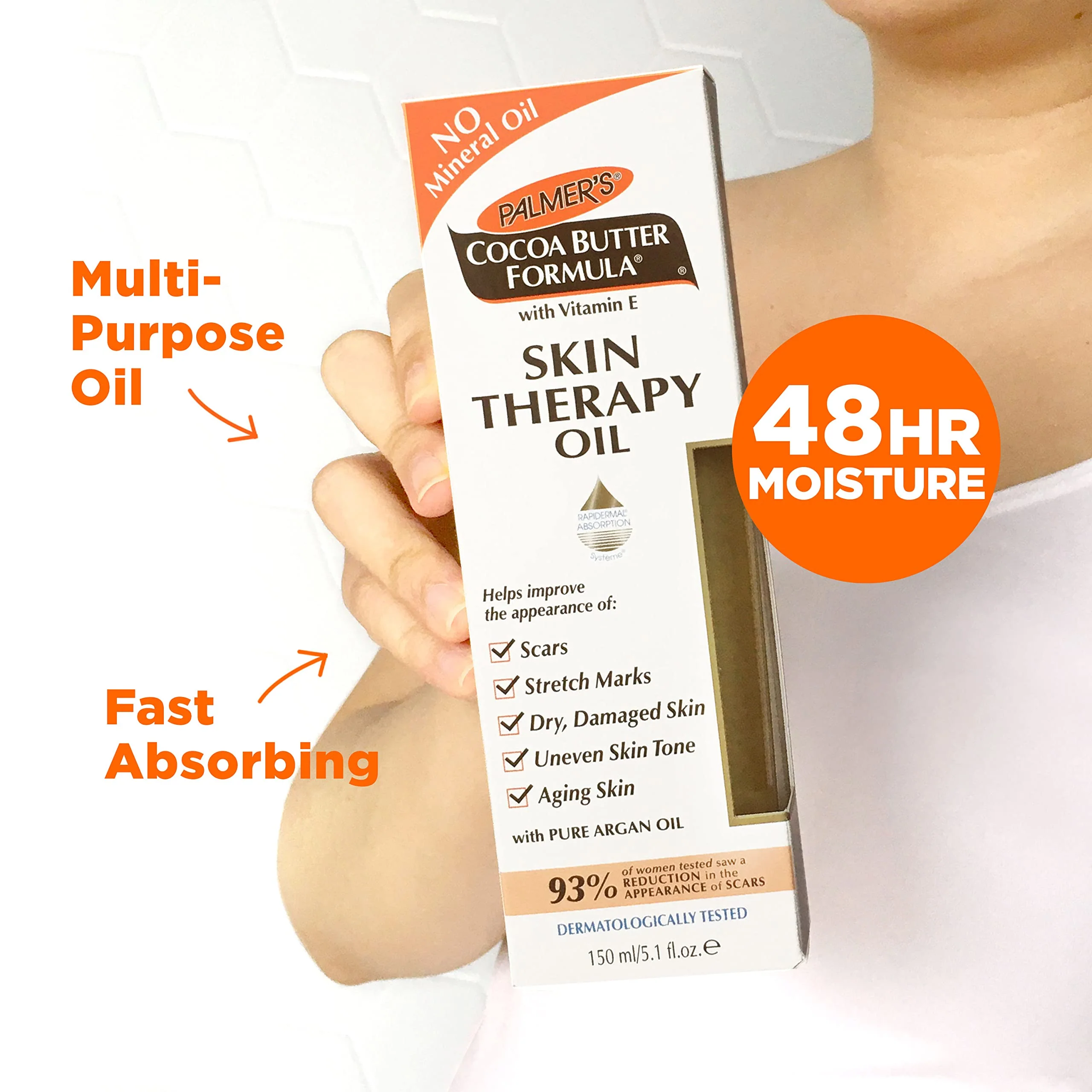 Palmer's Cocoa Butter Formula Skin Therapy Moisturizing Body Oil with Vitamin E & Pure Argan Oil, Deep Body Moisturizer for Dry, Damaged Skin, Scars or Stretch Marks, 5.1 Fl Oz (Pack of 3) - Image 9