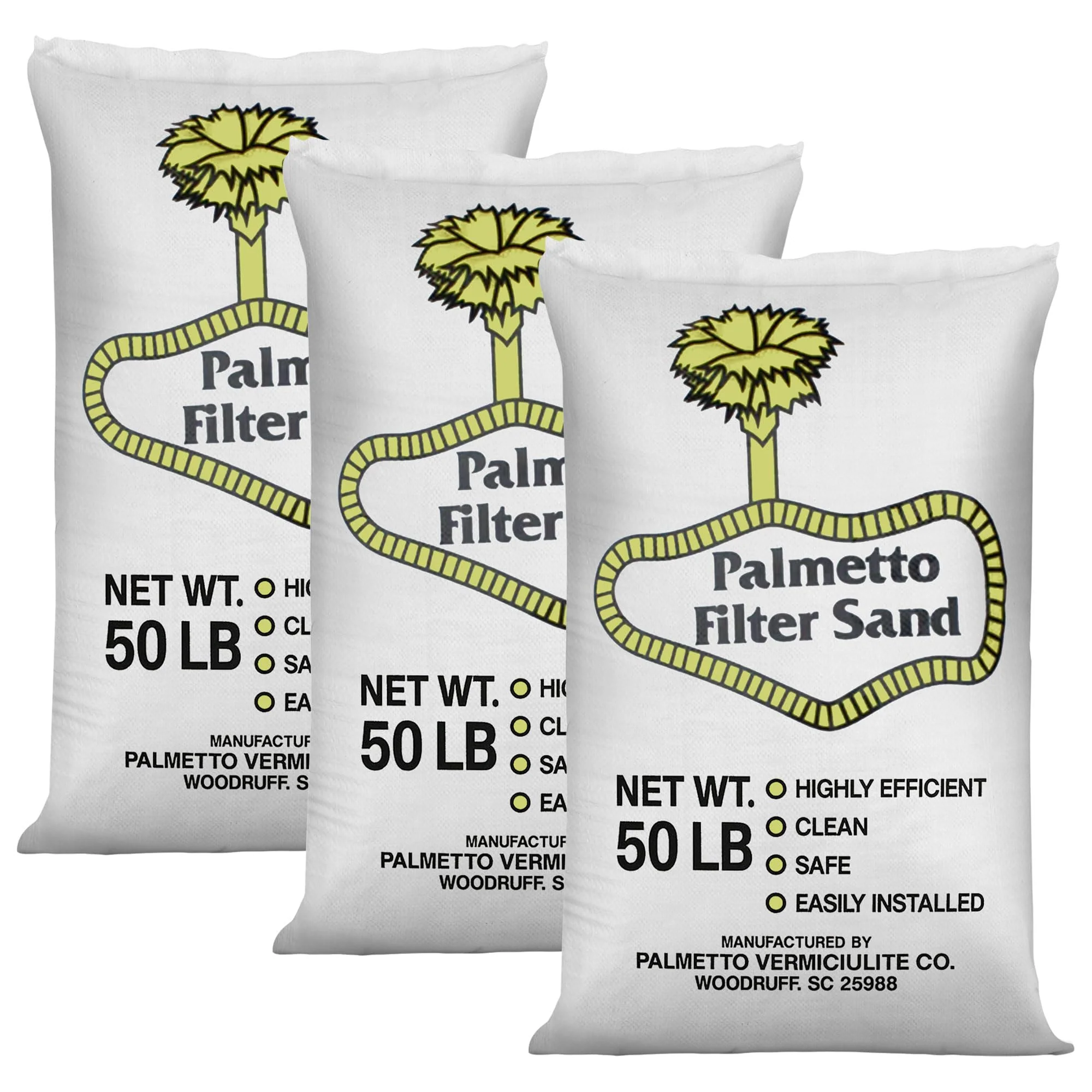 Palmetto 3 Pack Pool Filter Sand, Clean and Clear Water, Natural Sand for Residential and Commercial Pool Sand Filter Pumps, 50 Pound