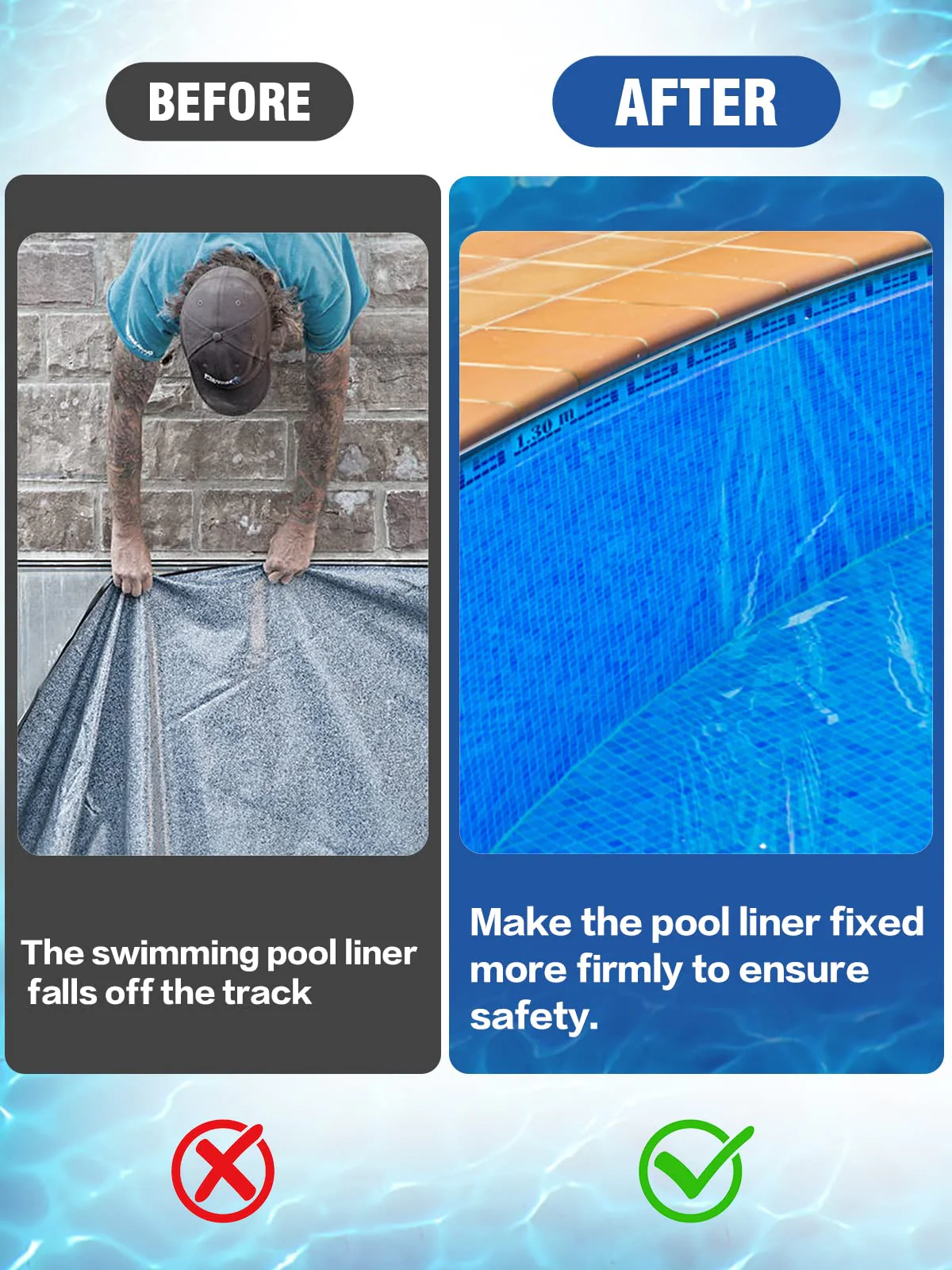 PAMASE 120ft Liner Lock - Inground Swimming Pool Beaded Wedge T-Shape Lock Roll, Flexible PVC Pool Liner Patch Kit for Above-Ground Pool - White - Image 6
