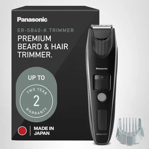 Panasonic Beard Trimmer for Men Cordless Precision Power, Hair Clipper with Comb Attachment and 19 Adjustable Settings, Washable, ER-SB40-K, 0.5-10mm lengths, 1 Pack - Image 2