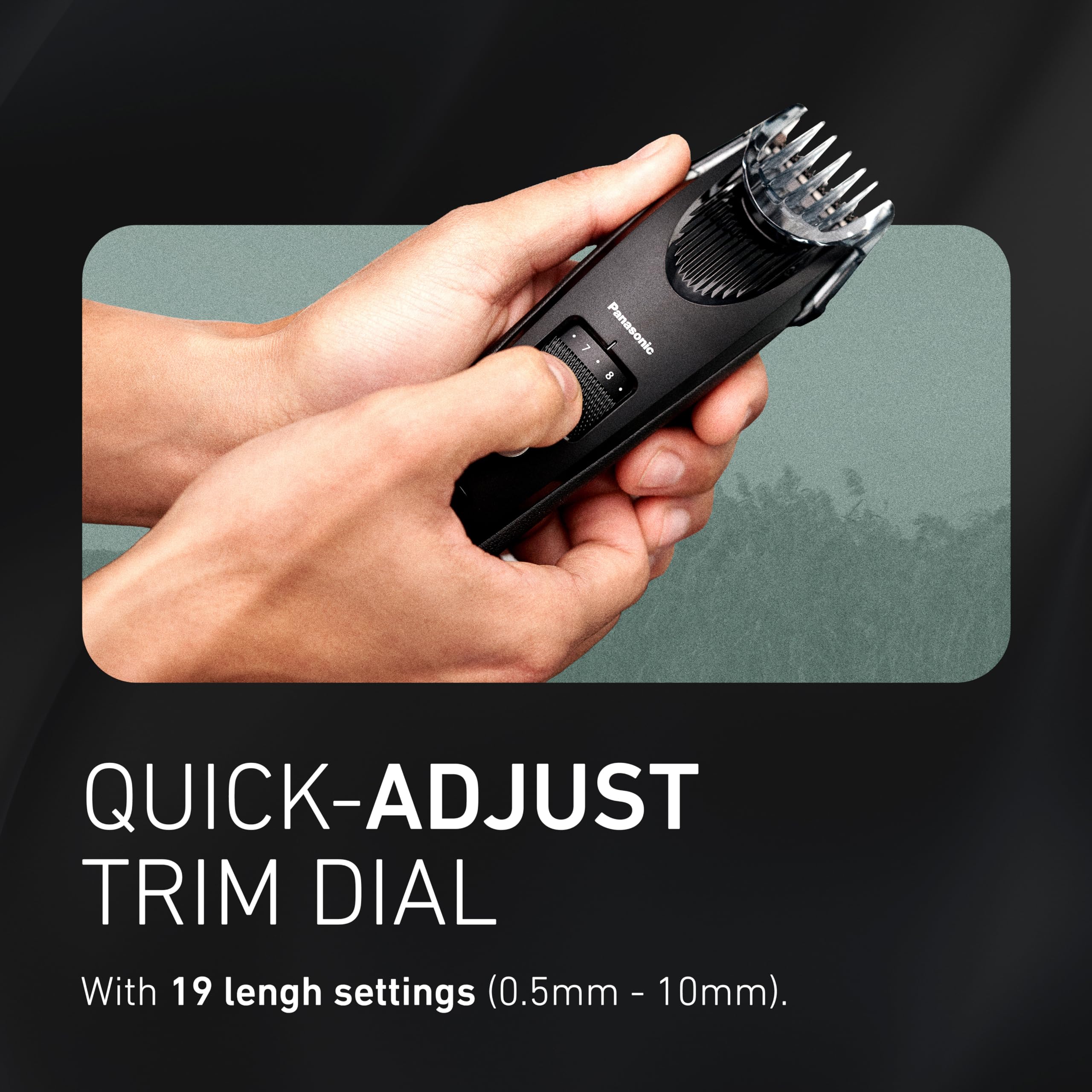 Panasonic Beard Trimmer for Men Cordless Precision Power, Hair Clipper with Comb Attachment and 19 Adjustable Settings, Washable, ER-SB40-K, 0.5-10mm lengths, 1 Pack - Image 9