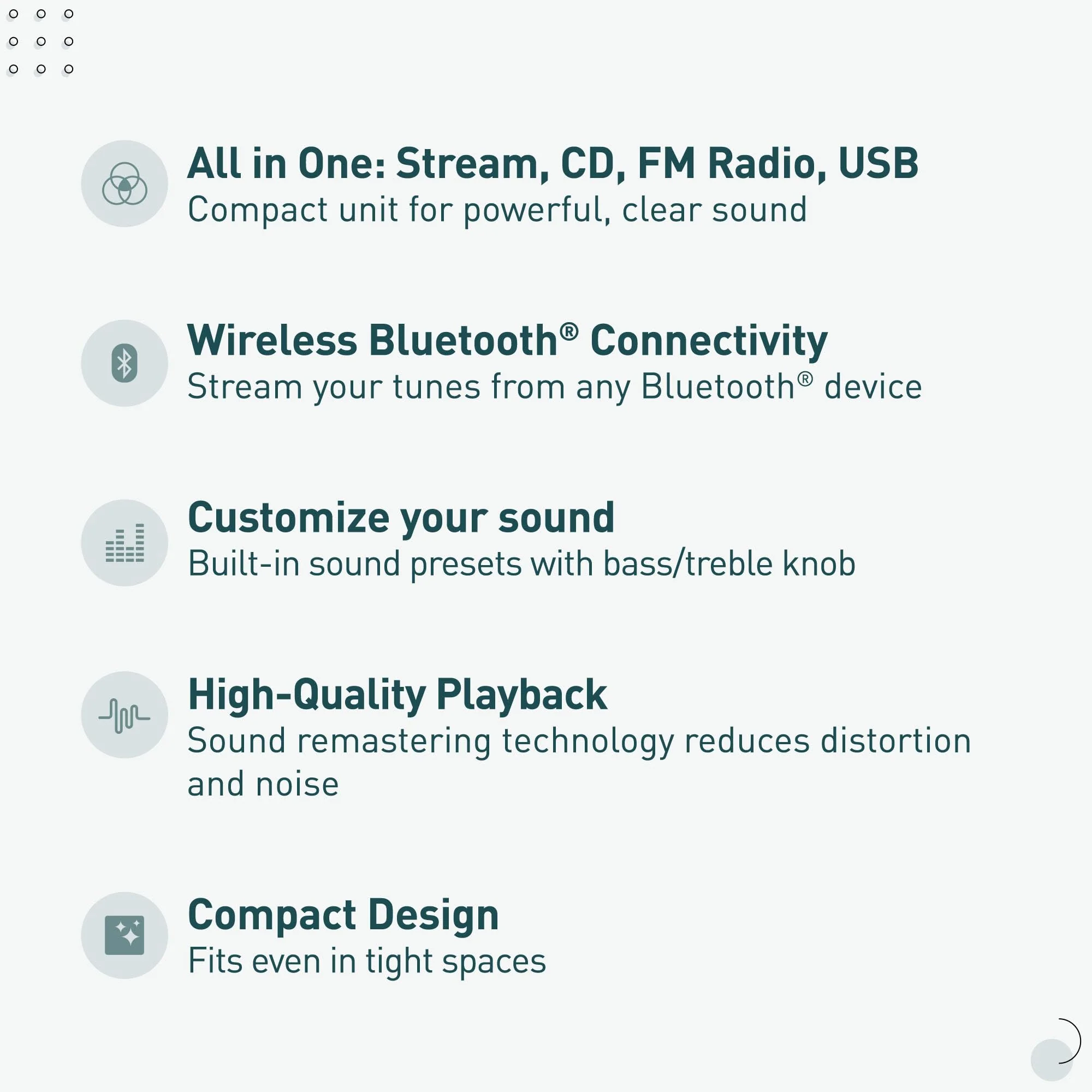 Panasonic Compact Stereo System with CD Player, Bluetooth, FM Radio and USB with Bass and Treble Control, 20W Stereo System for Home with Remote Control - SC-PM270PP-K (Black) - Image 6