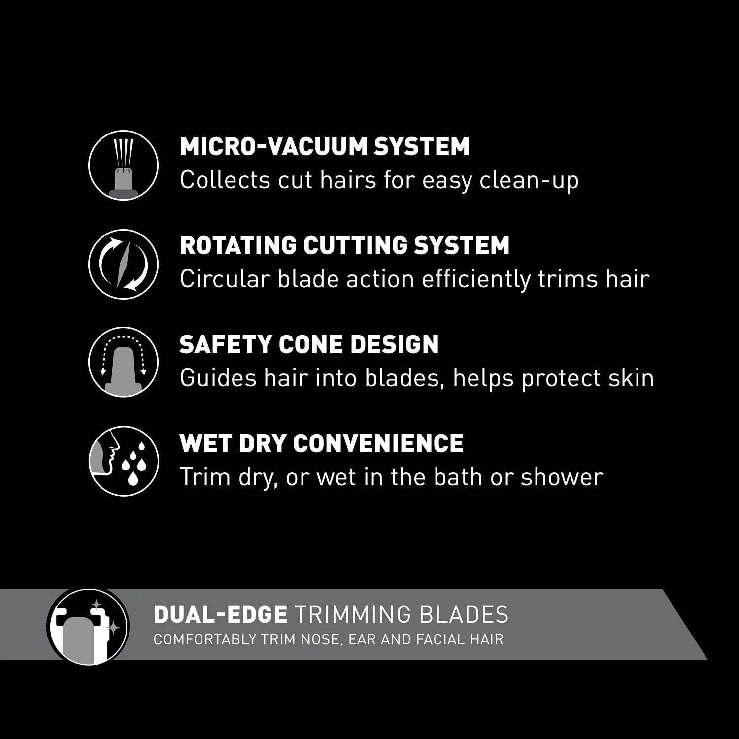 Panasonic ER430K Nose, Ear and Facial Hair Trimmer Wet/Dry with Vacuum Cleaning System - Image 3