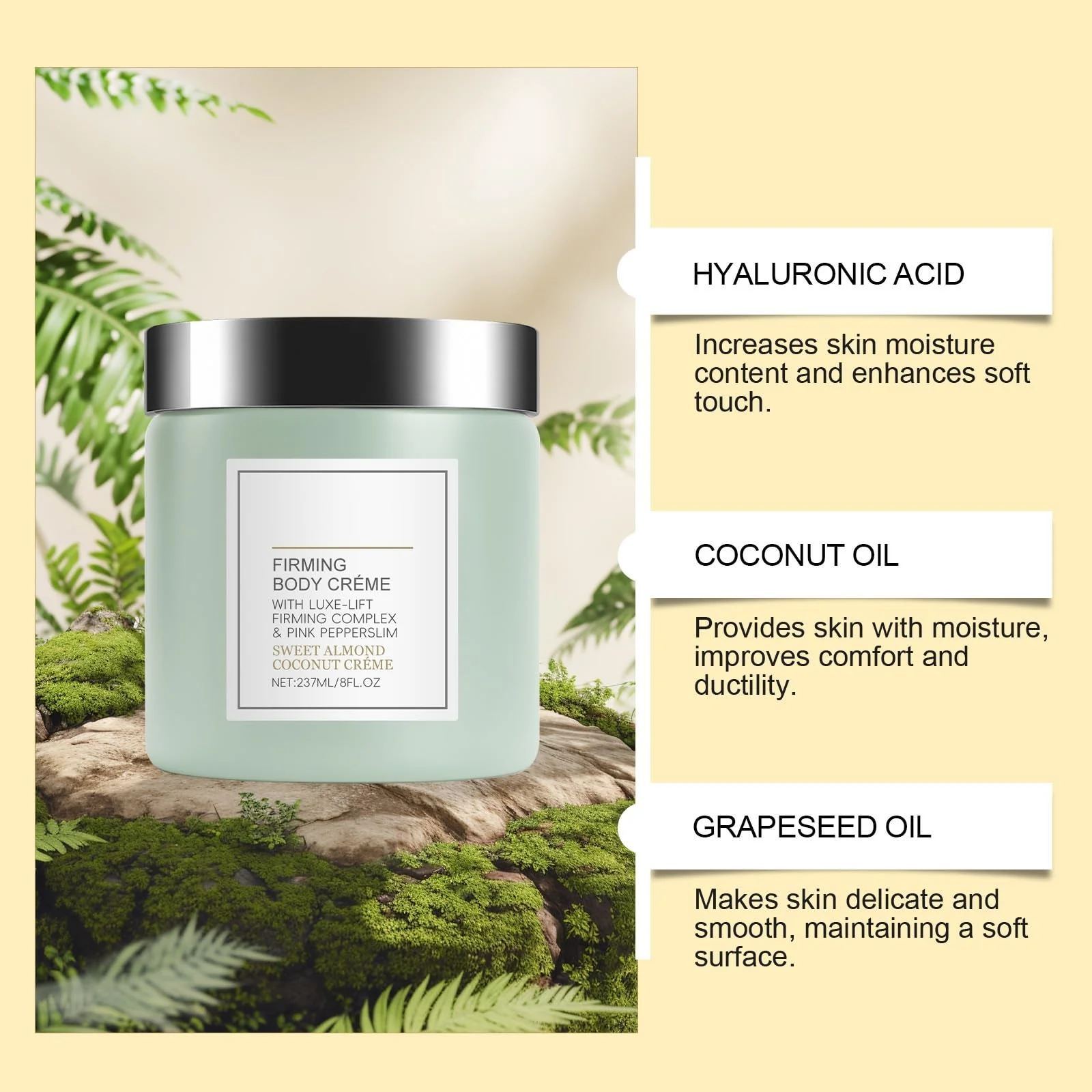 PAQIMAN Champagne Lift Firming Body Cream, with Pink Pepperslim for Nourishes Skin Lift Firming Hydrating Cream (Coconut) - Image 6
