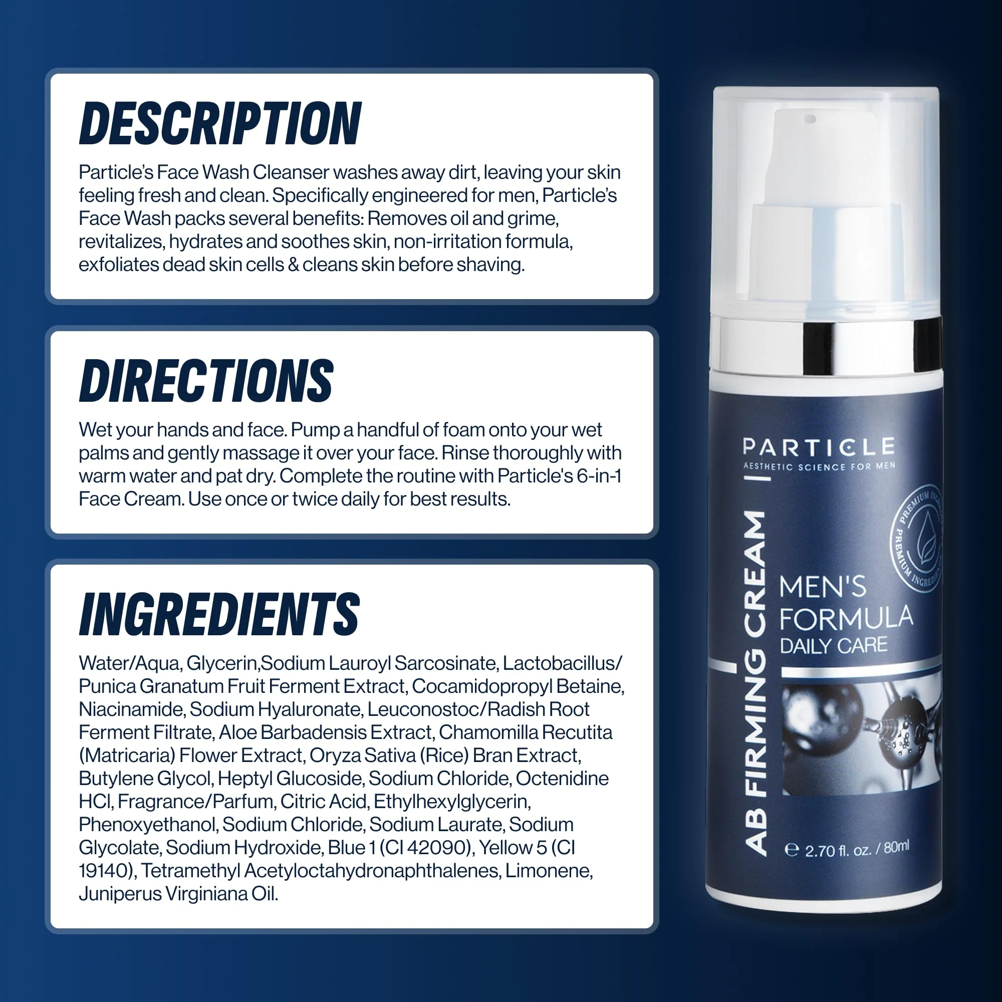 Particle Mens Face Wash - Anti Aging Face Cleanser for Men (5.07 Oz) - Daily Moisturizing Face Wash for Men - Revitalizes, Hydrates & Soothes, All Skin Types & All Ages - Image 4