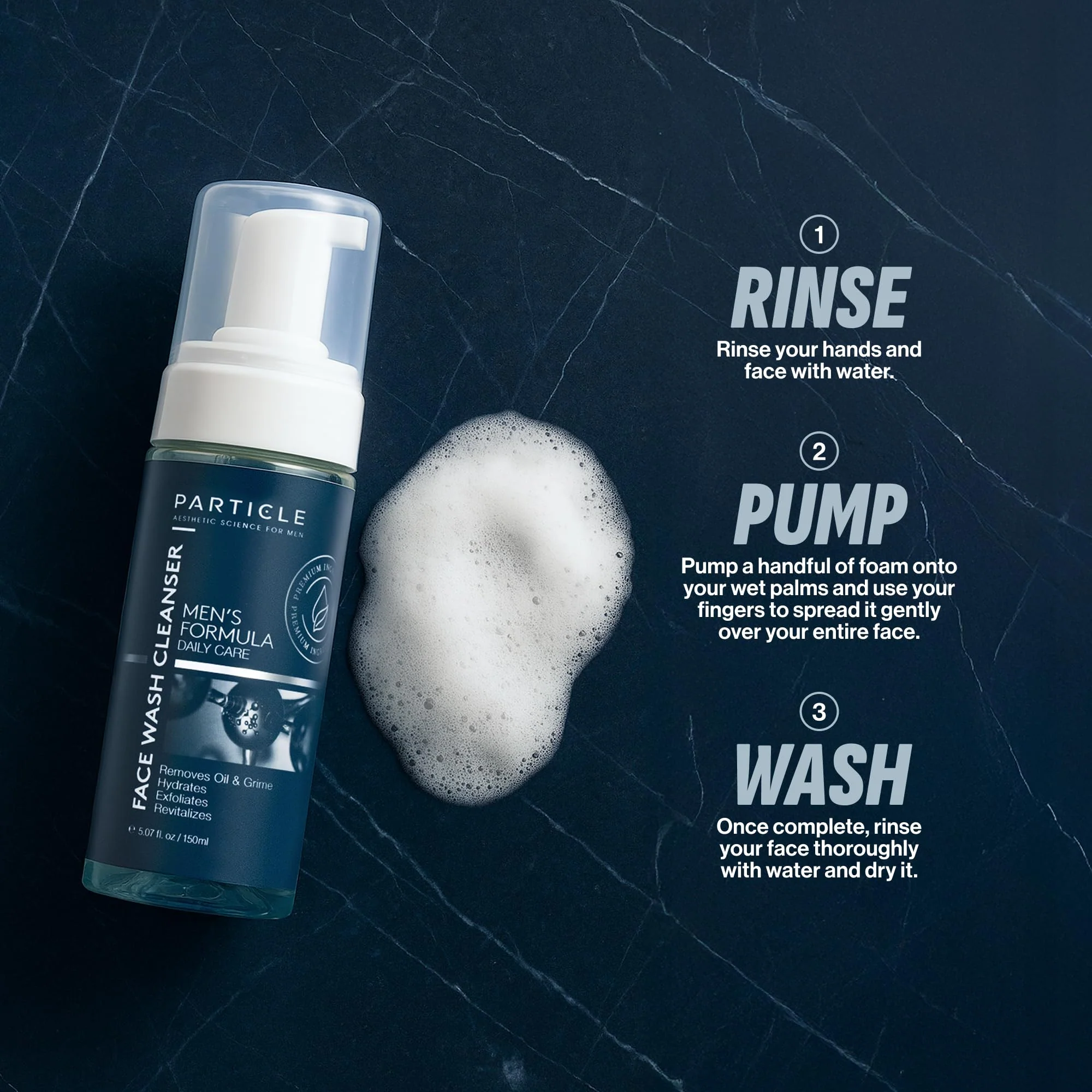 Particle Mens Face Wash - Anti Aging Face Cleanser for Men (5.07 Oz) - Daily Moisturizing Face Wash for Men - Revitalizes, Hydrates & Soothes, All Skin Types & All Ages - Image 7