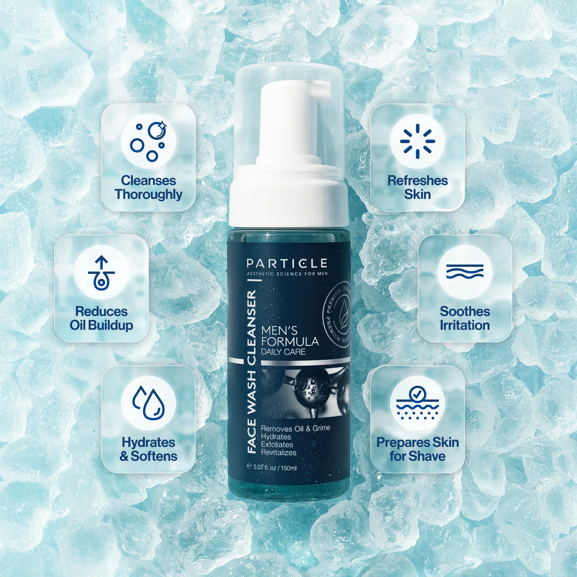 Particle Mens Face Wash - Anti Aging Face Cleanser for Men (5.07 Oz) - Daily Moisturizing Face Wash for Men - Revitalizes, Hydrates & Soothes, All Skin Types & All Ages - Image 9