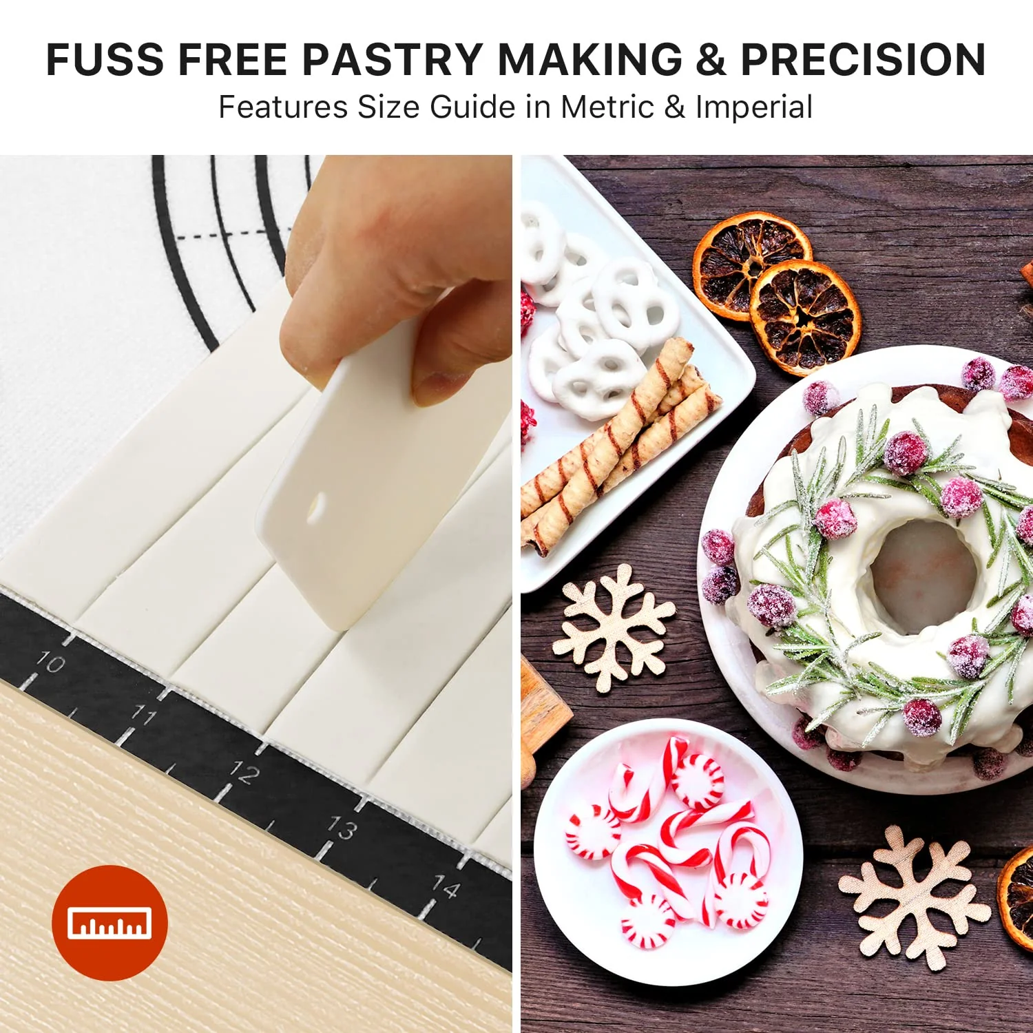 Pastry Mat, 28" x 20" Food Grade Silicone Extra Large Non Stick Baking Sheet Mat with Measurement for Making Cookies,Macarons,Bread and Pastry - Image 3