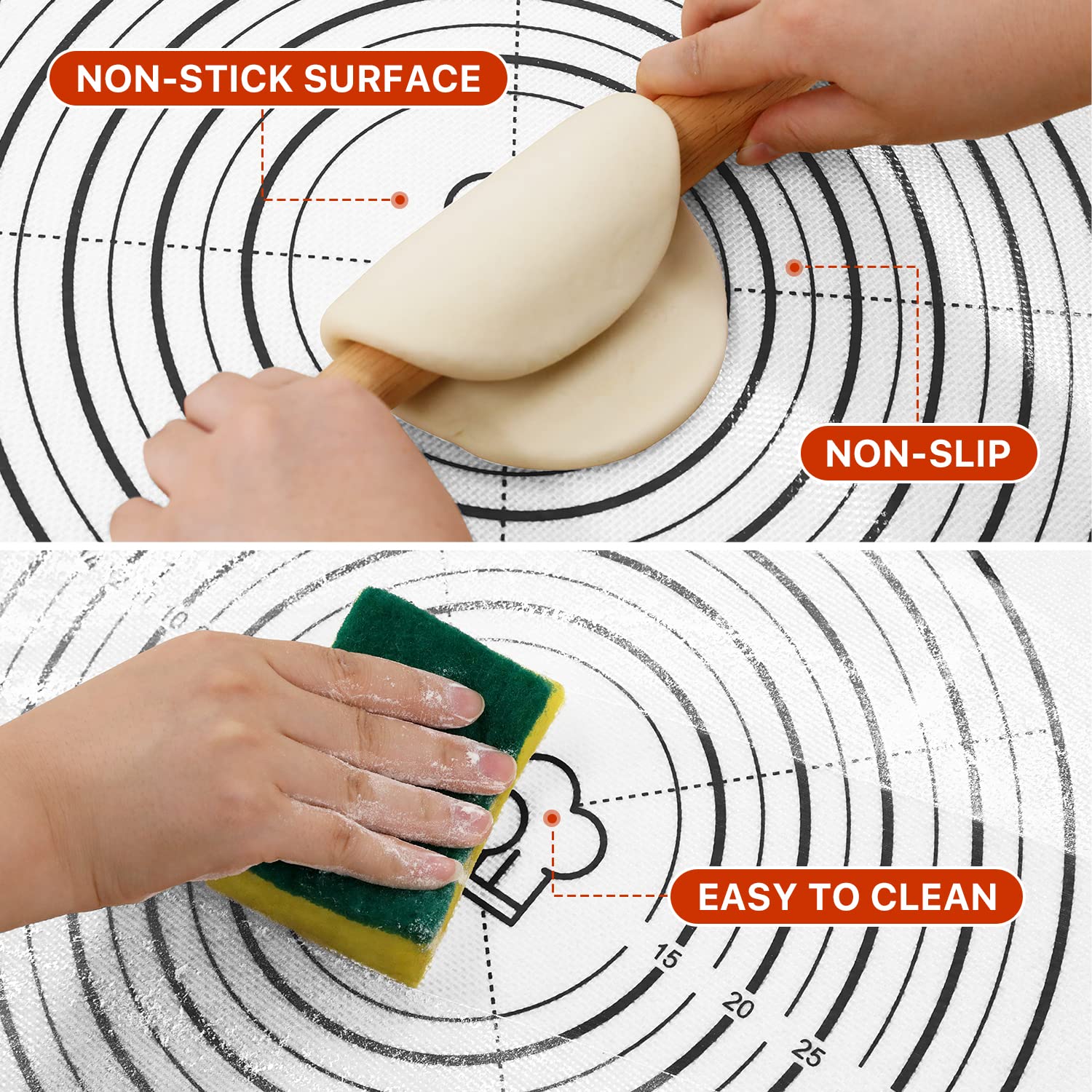 Pastry Mat, 28" x 20" Food Grade Silicone Extra Large Non Stick Baking Sheet Mat with Measurement for Making Cookies,Macarons,Bread and Pastry - Image 7