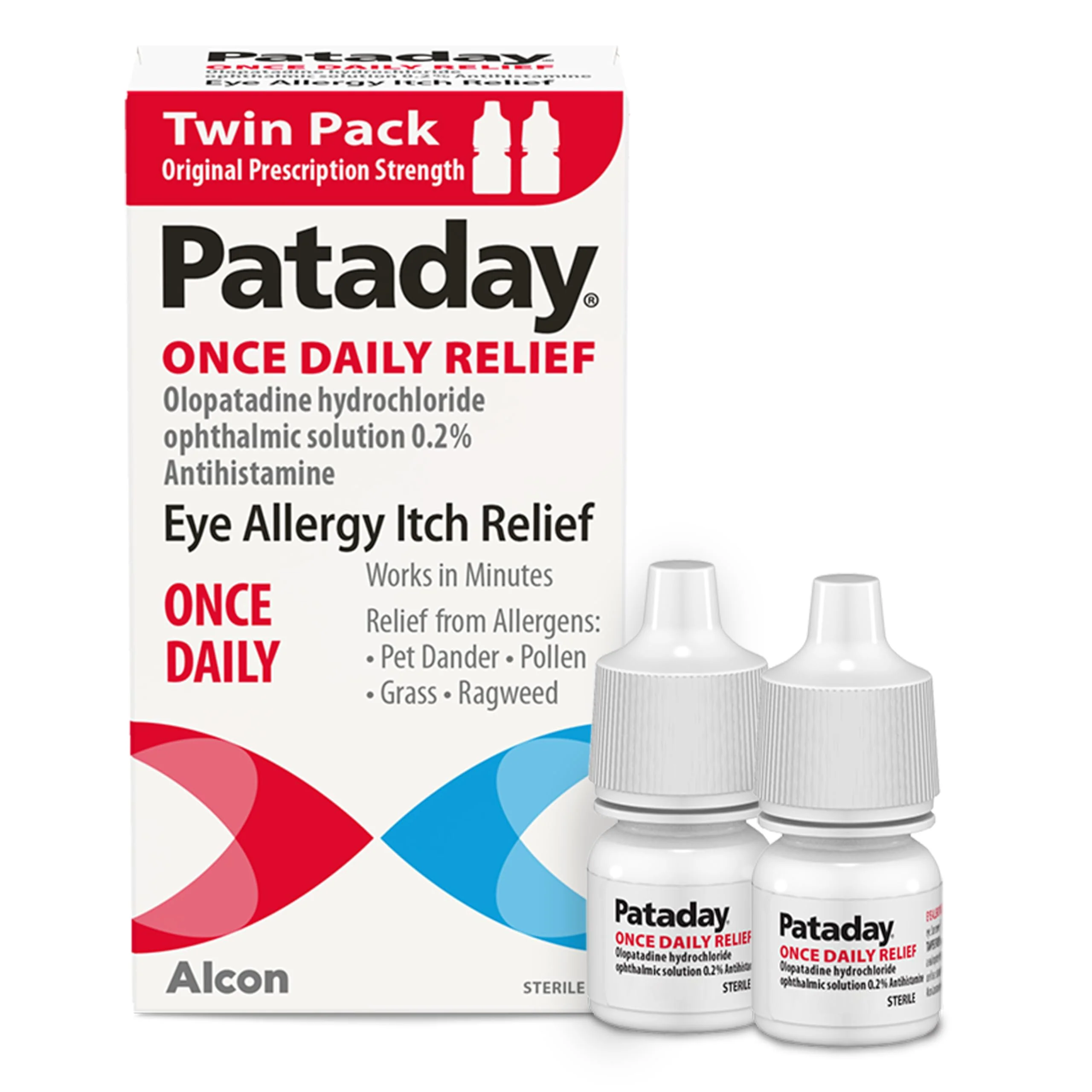 Pataday Once Daily Allergy Itch Relief Eye Drops, 2.5 ml, Twin Pack, Olopatadine 0.2% Antihistamine Drops for Itchy Eyes, Targets Pollen, Ragweed, Grass & Pet Dander, Up to 16-Hour Relief