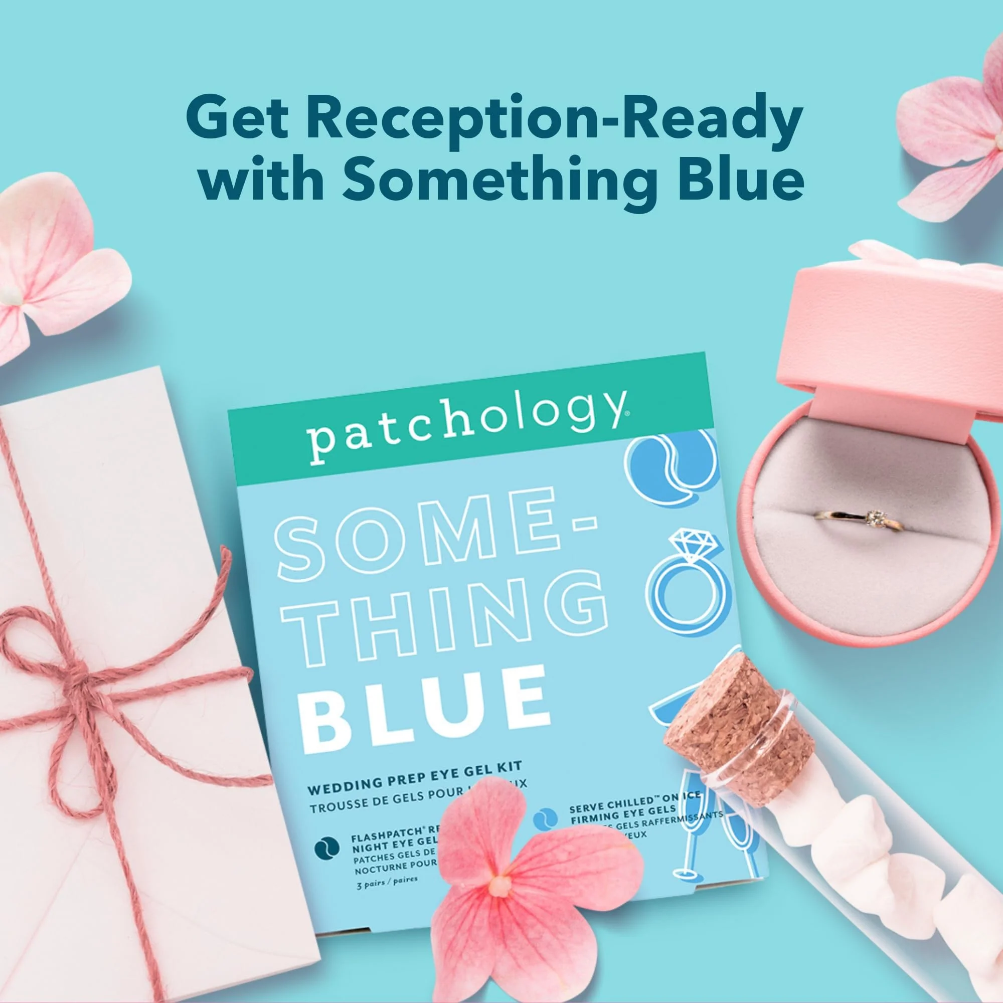 Patchology Bridal Shower Gift Box – Something Blue Cooling Under Eye Patches for Brides & Bridesmaids, Depuffing & Firming Gel Masks with Peptides & Bakuchiol – Wedding Skincare Gift Set - Image 3