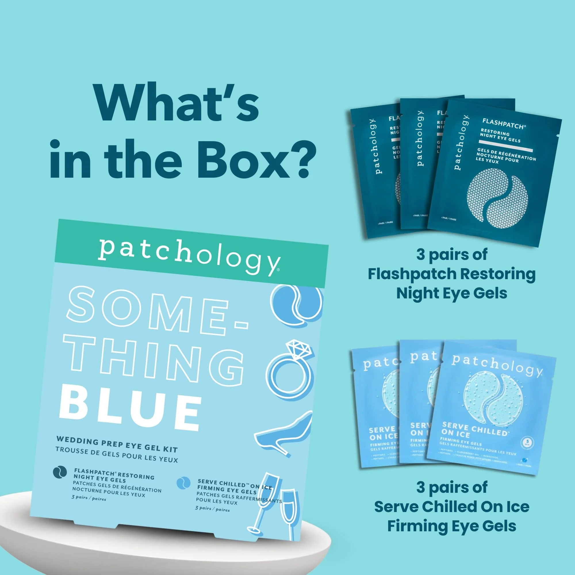 Patchology Bridal Shower Gift Box – Something Blue Cooling Under Eye Patches for Brides & Bridesmaids, Depuffing & Firming Gel Masks with Peptides & Bakuchiol – Wedding Skincare Gift Set - Image 5