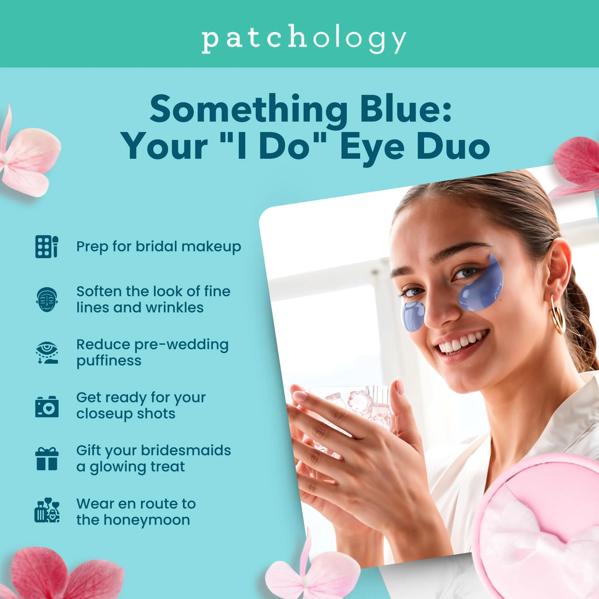 Patchology Bridal Shower Gift Box – Something Blue Cooling Under Eye Patches for Brides & Bridesmaids, Depuffing & Firming Gel Masks with Peptides & Bakuchiol – Wedding Skincare Gift Set - Image 7