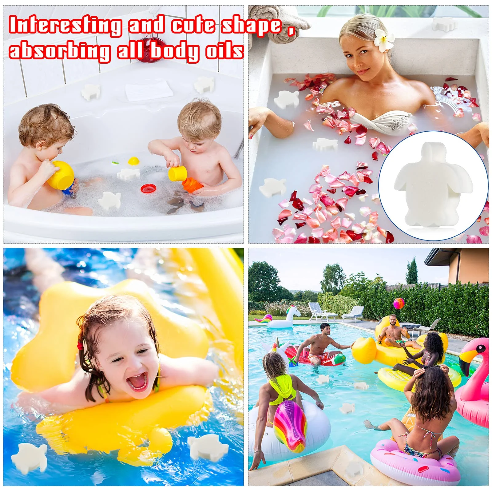 Patelai 40 Pcs Hot Tub Sponge Spa Cleaning Sponges for Hot Tub Oil Absorbing Cleaning Scum for Spa, Bathtub and Swimming Pool to Soak up Oils Bathtub Accessories(Sea Turtle Style) - Image 4