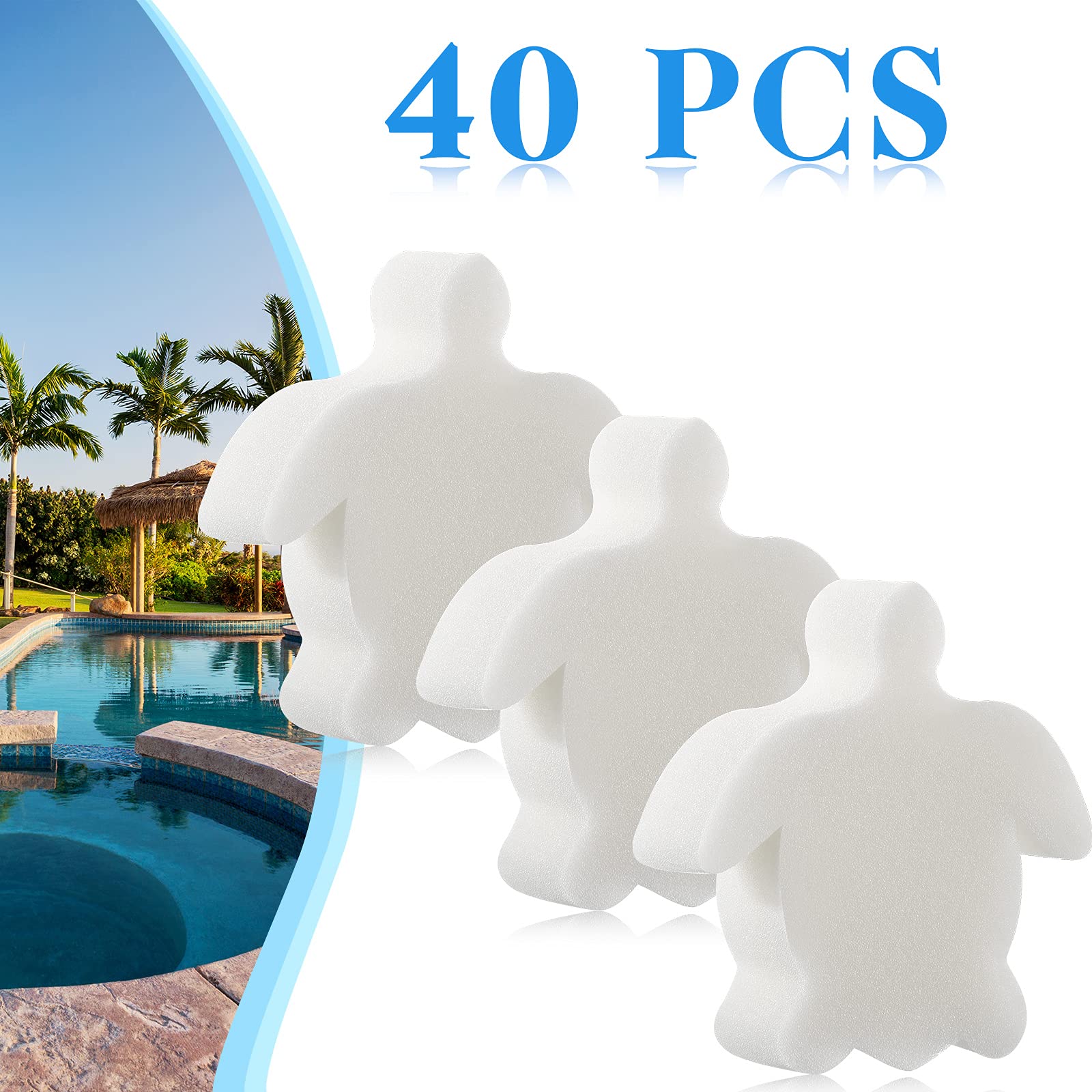 Patelai 40 Pcs Hot Tub Sponge Spa Cleaning Sponges for Hot Tub Oil Absorbing Cleaning Scum for Spa, Bathtub and Swimming Pool to Soak up Oils Bathtub Accessories(Sea Turtle Style) - Image 6