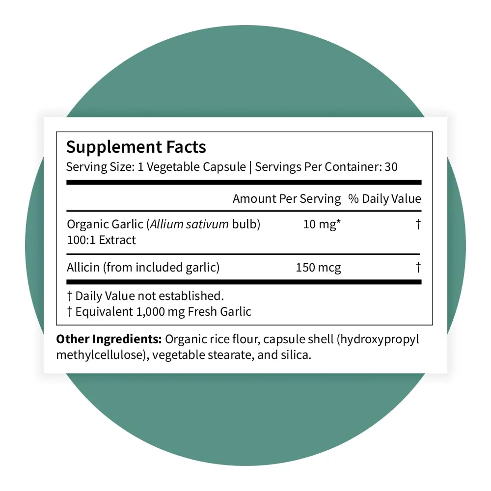 Pattern Wellness Odorless Organic Garlic - 1000mg - Supports Circulatory & Immune Health - Non-GMO, Gluten Free, Vegan - 90 Capsules - Image 2