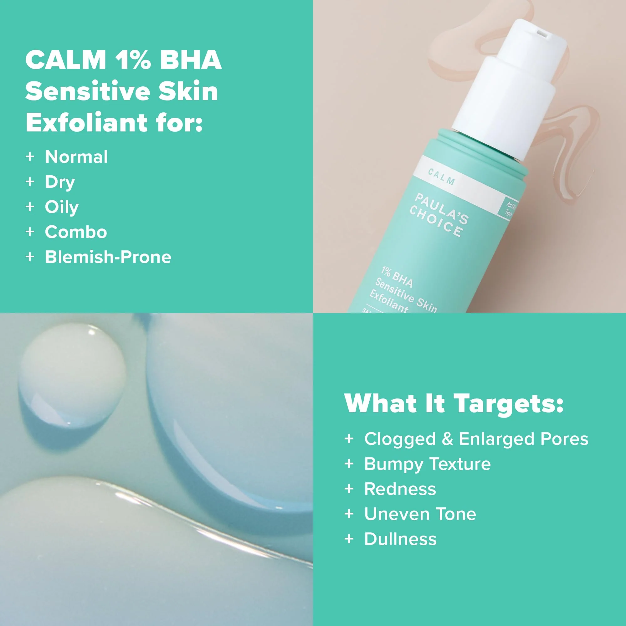 Paula’s Choice CALM 1% Sensitive Skin BHA Liquid Exfoliant, Salicylic Acid Lotion for Large, Clogged Pores, Calms, Soothes Redness, Suitable for Rosacea-Prone, Eczema-Prone Skin, Fragrance-Free, 3.3oz - Image 3